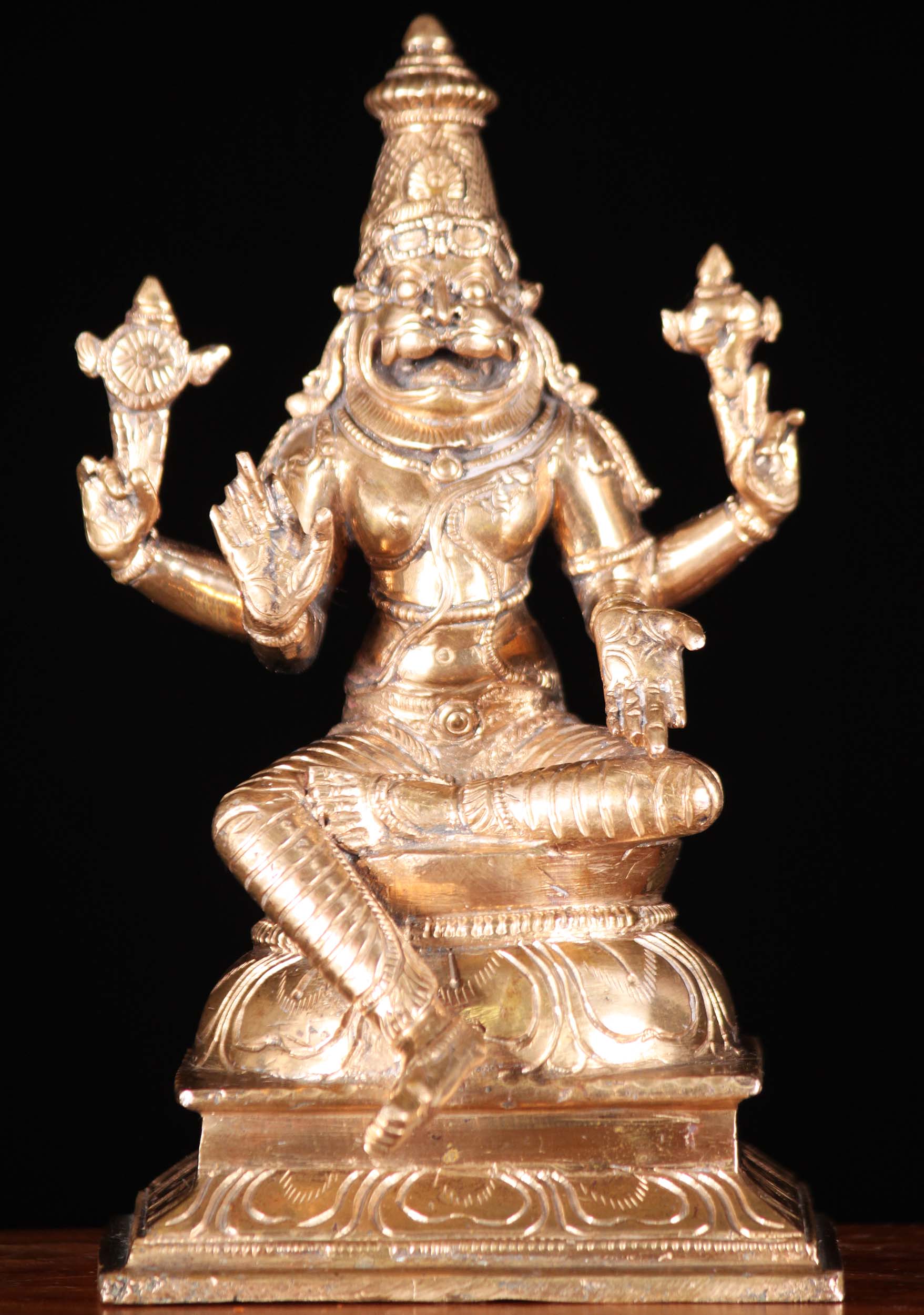 Bronze Seated Narasimha Statue 6"