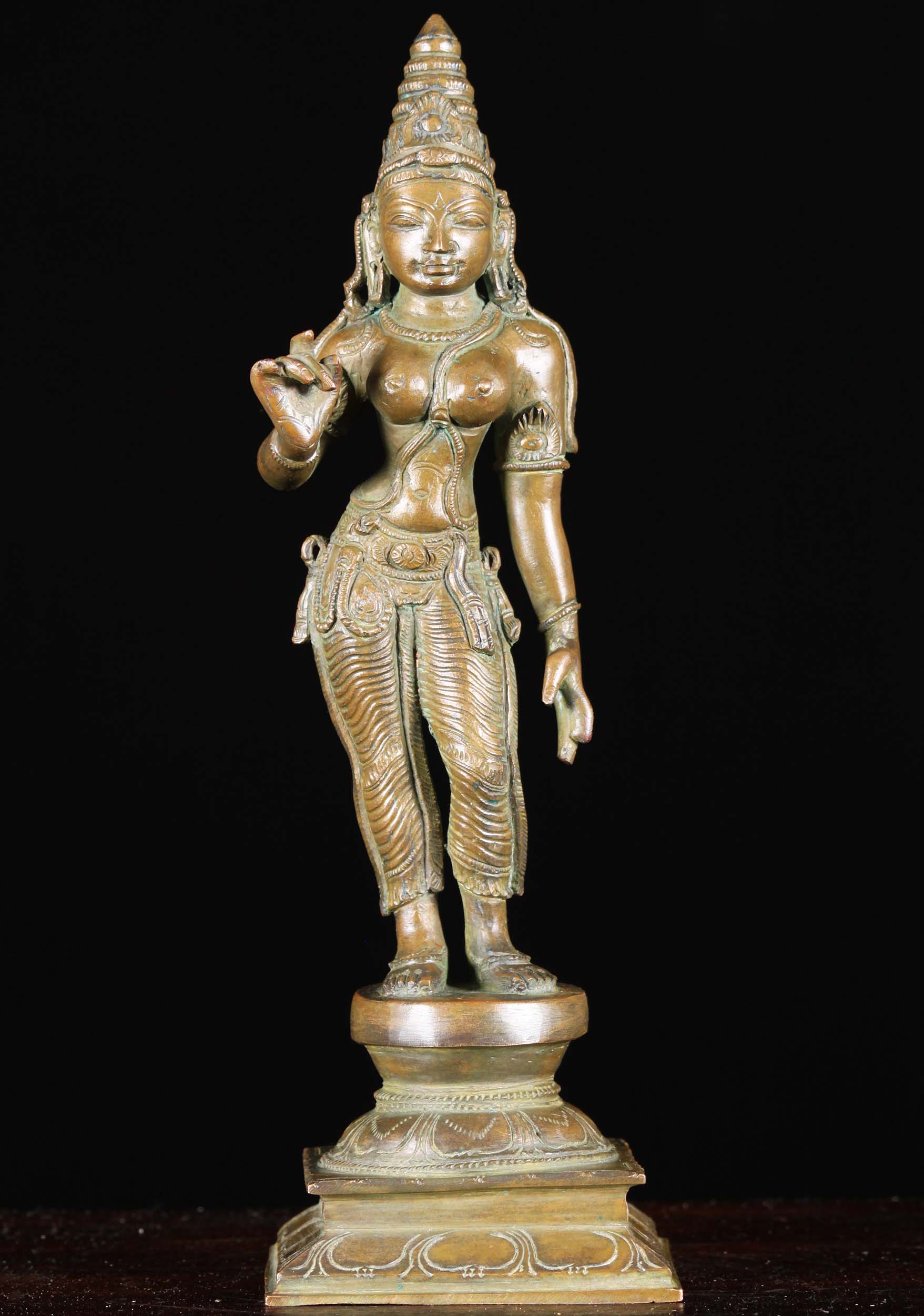 Bronze Standing Parvati as Shivakami Statue 12"