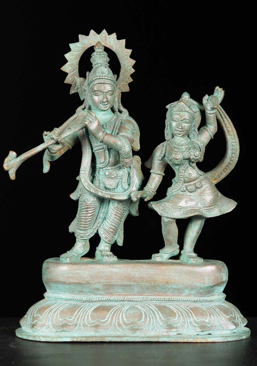 Bronze Radha Krishna Statue 7"