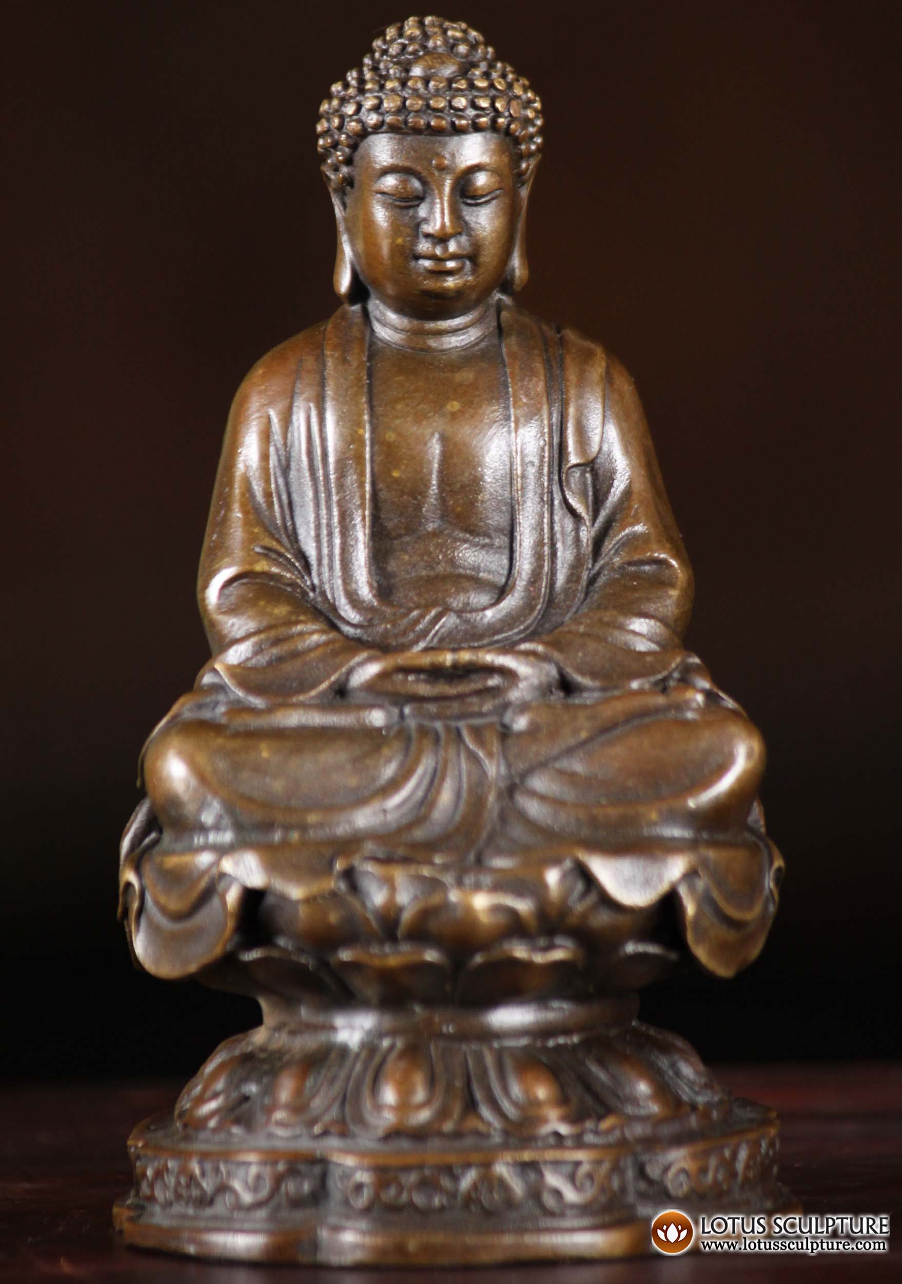 SOLD Bronze Small Japanese Buddha Statue Seated in Padmasana on Lotus ...