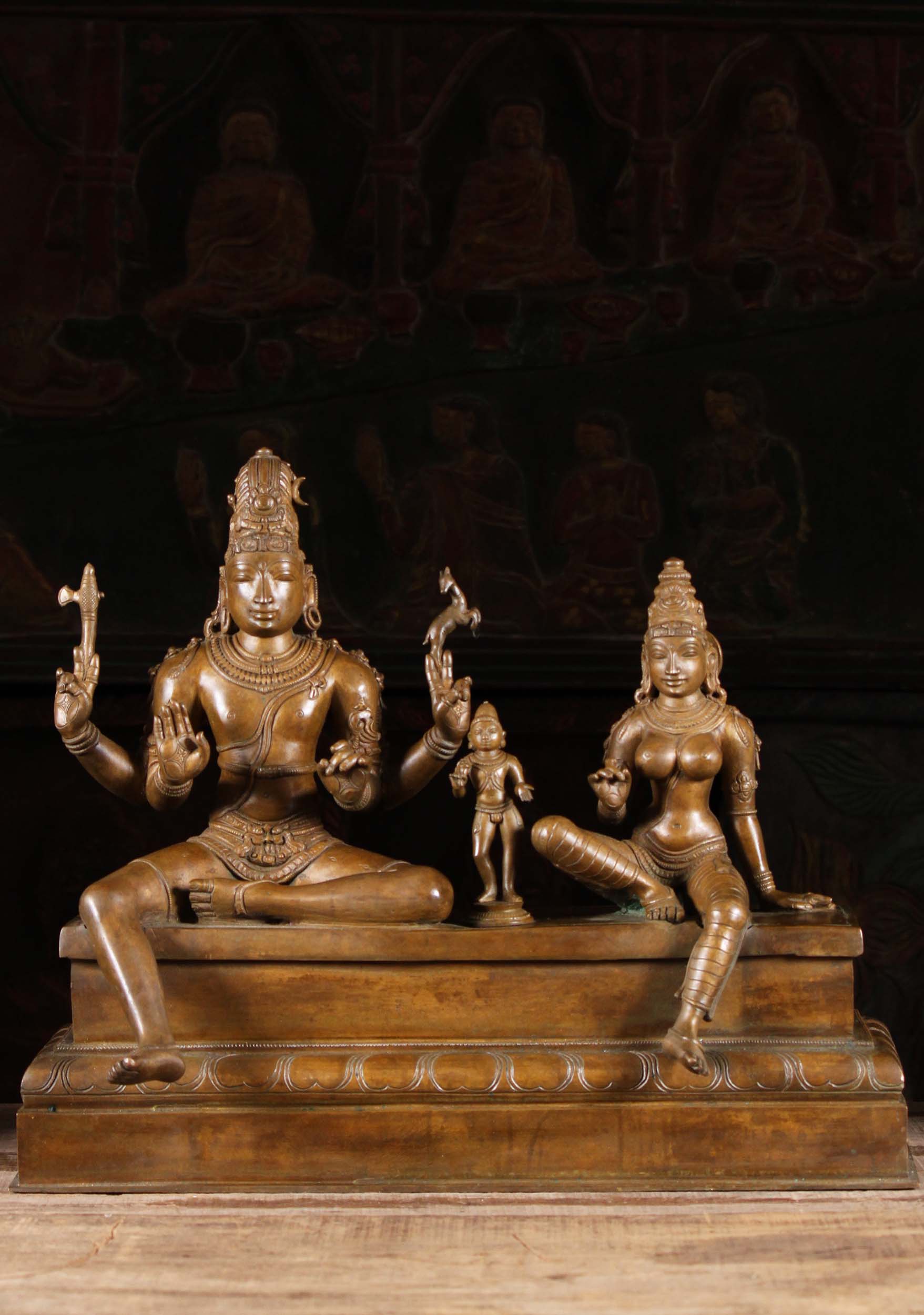 Bronze Somaskanda, Shiva, Parvati & Murugan Statue 15"