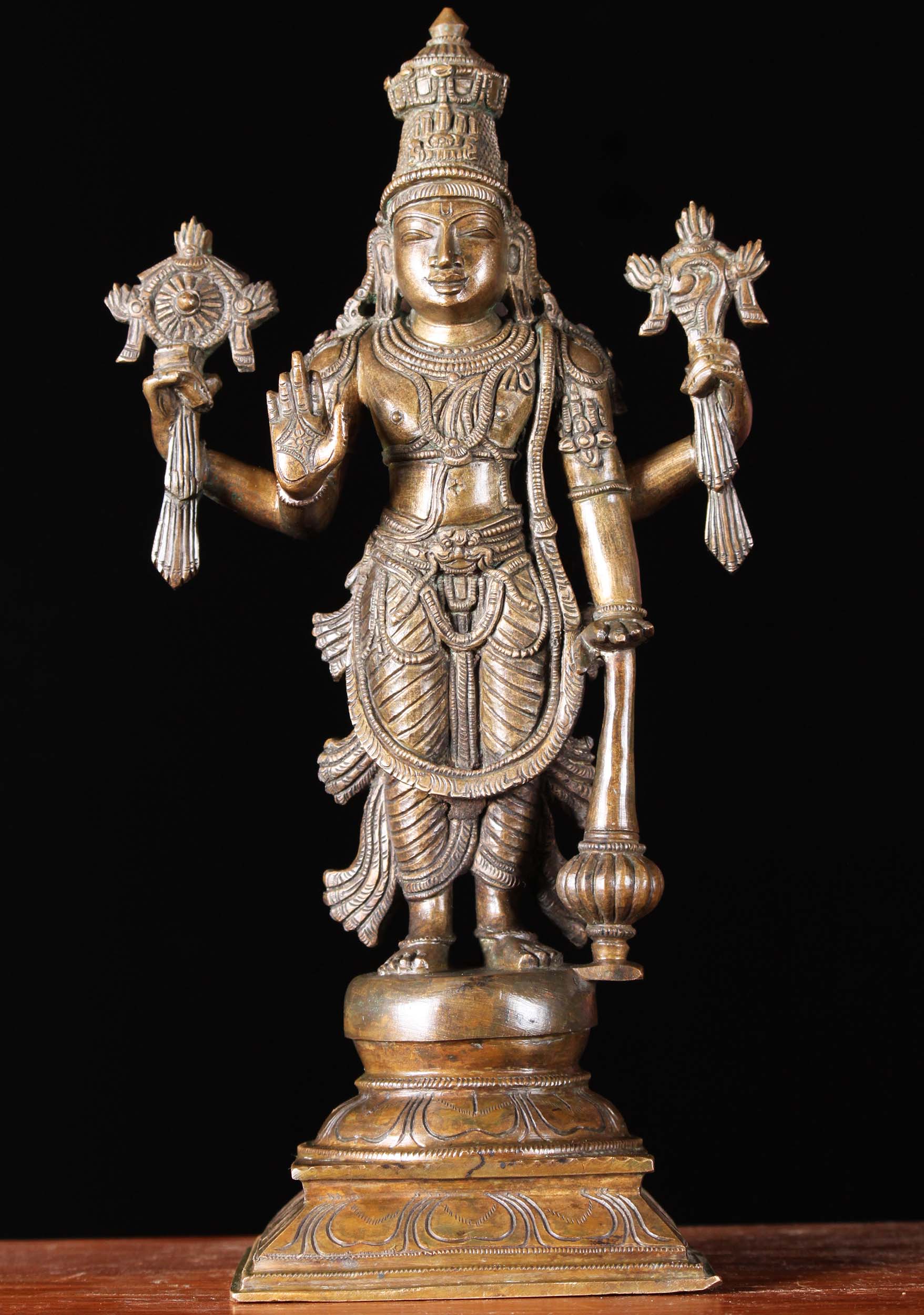 SOLD Bronze Standing Vishnu Statue With Club 14