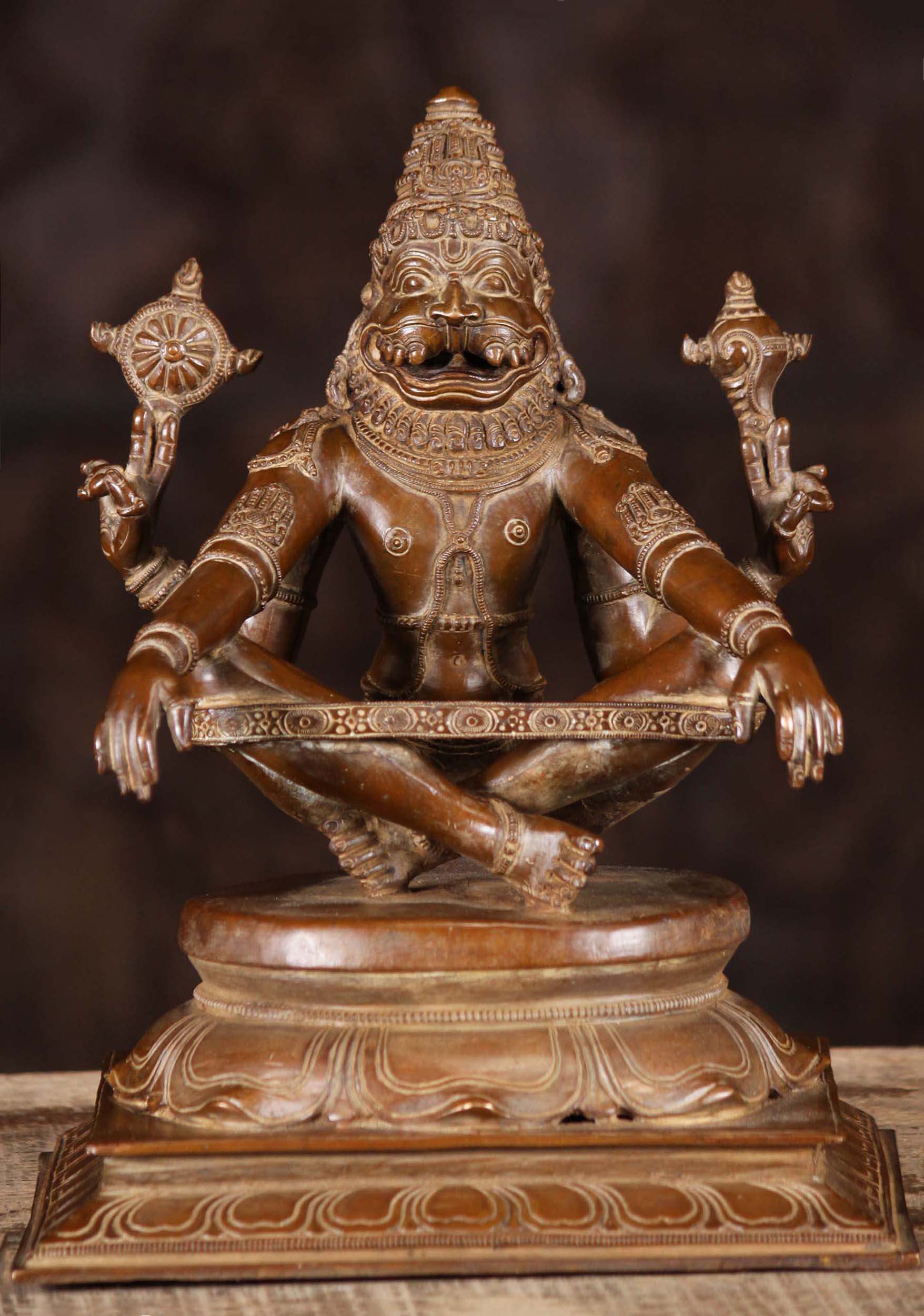 Bronze Yoga Narasimha Sculpture 11"