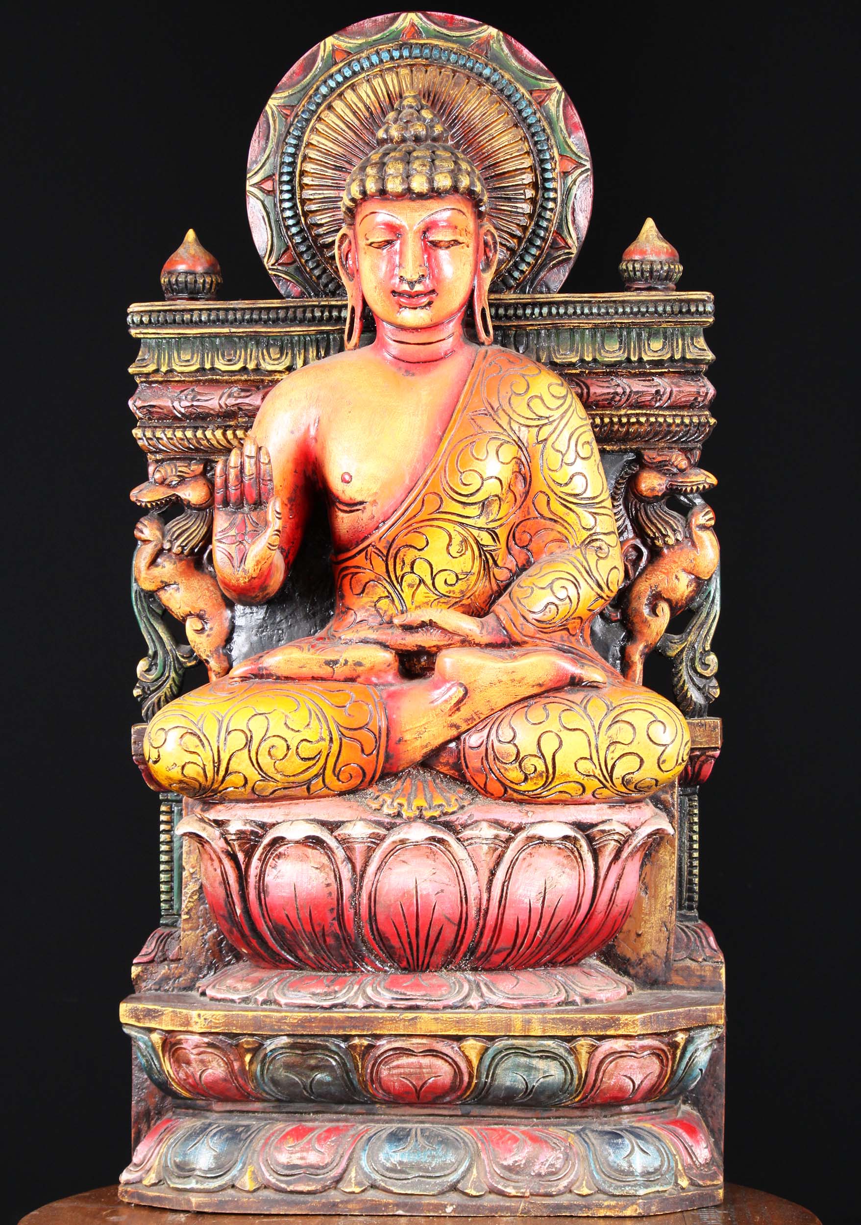 Wooden Abhaya Mudra Buddha Color  36"