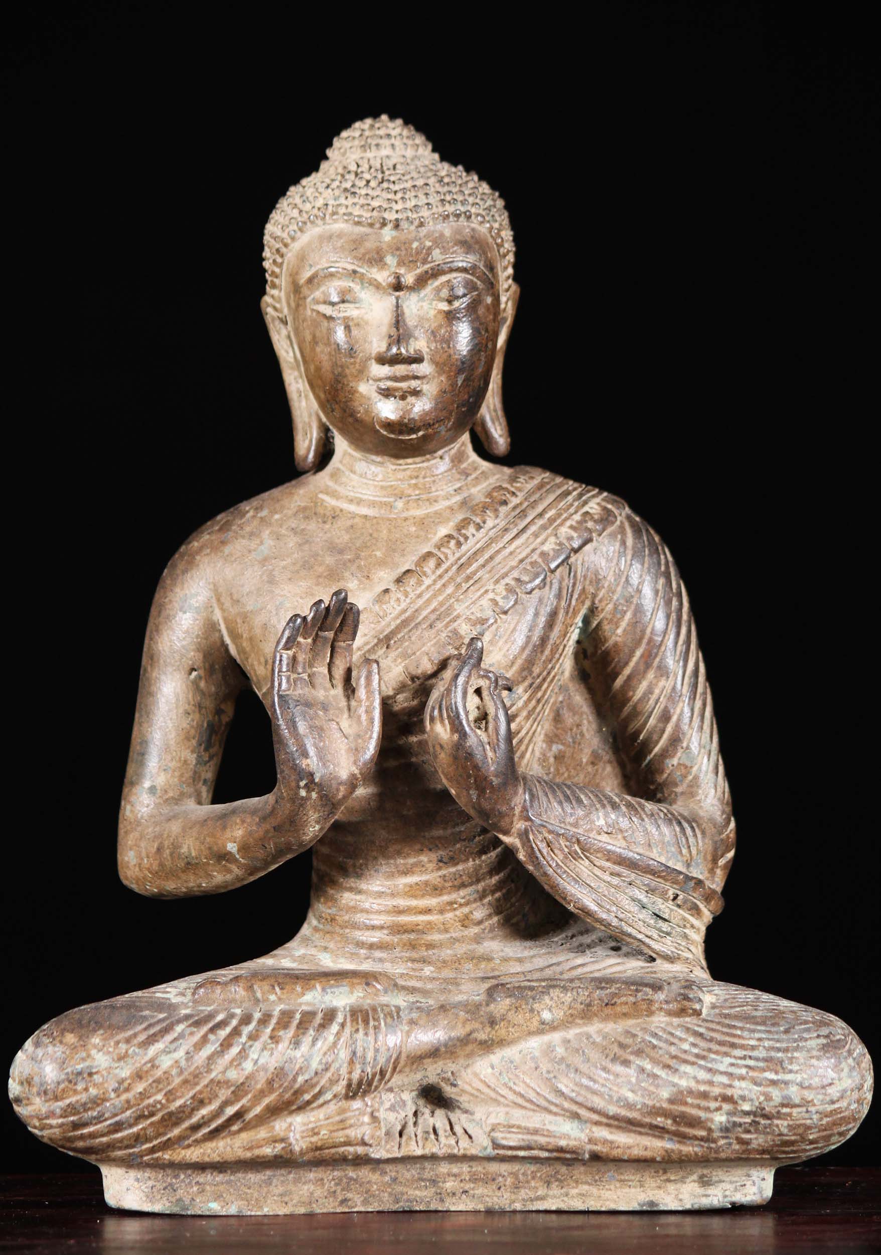 SOLD Brass Dharmachakra Mudra Buddha Statue 10