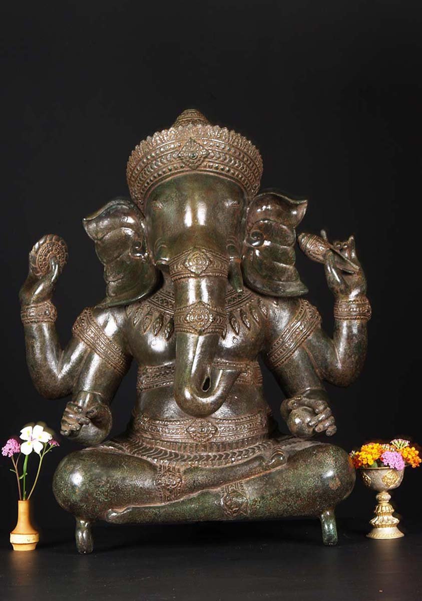 Brass Cambodian Ganesha Statue 28"