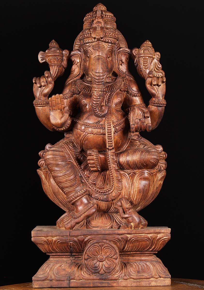 Carving Wooden Ganesha 24"