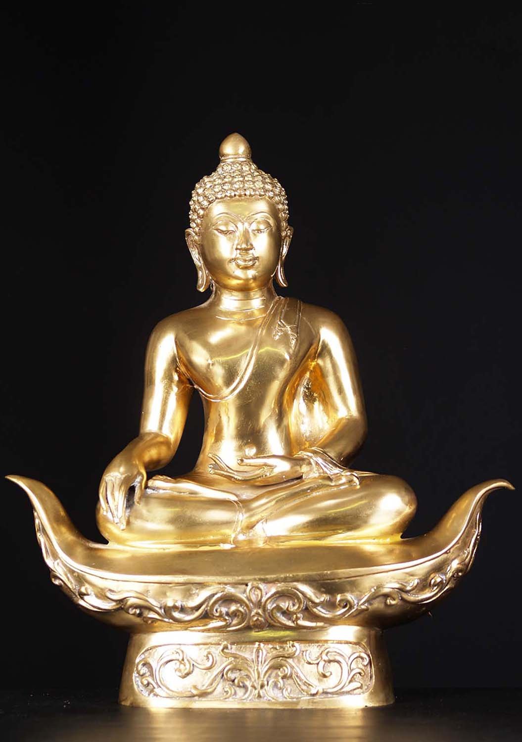 Thai Earth Touching Buddha Statue on Boat 22"