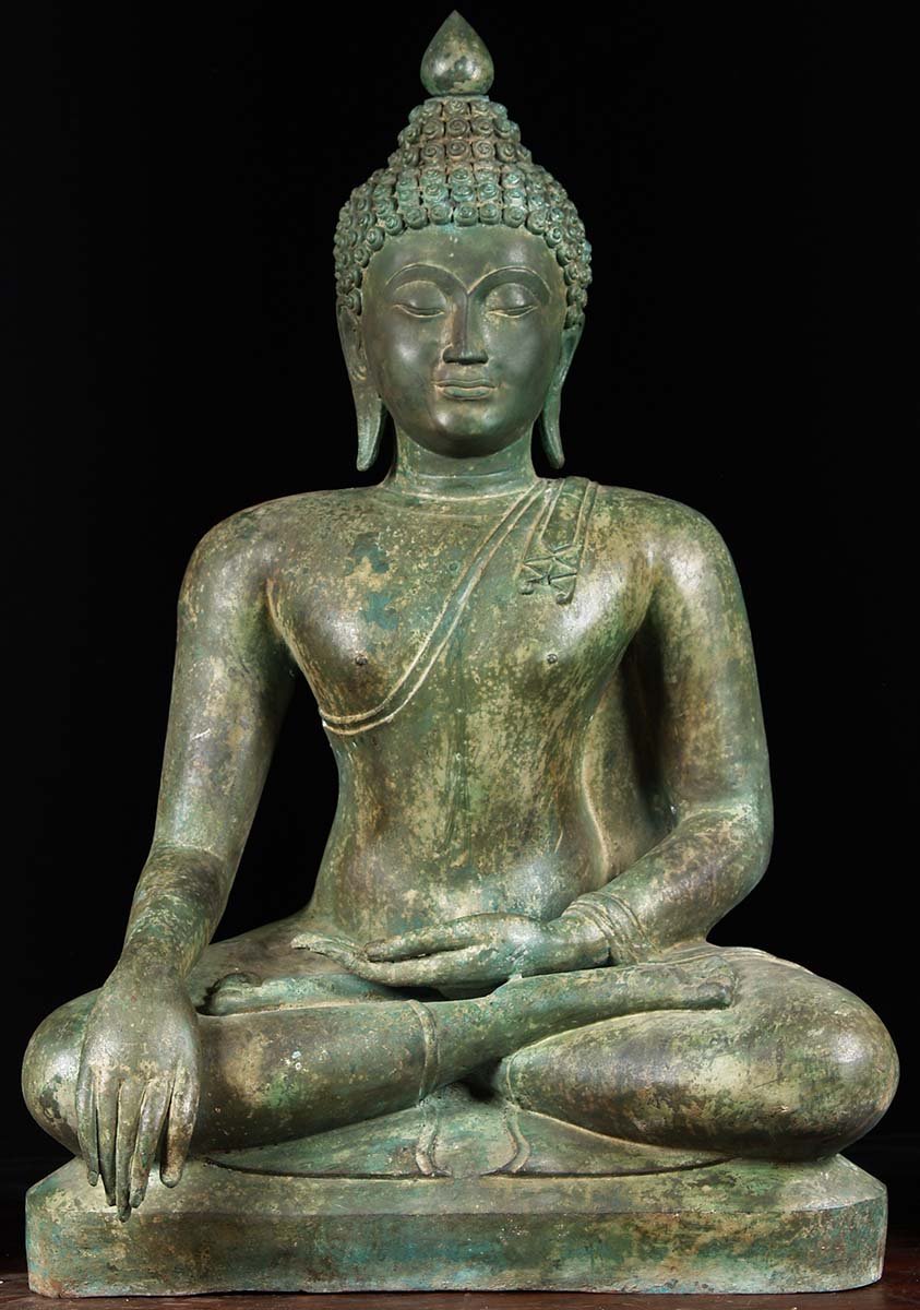 Brass Earth Touching Chean San Buddha 44"