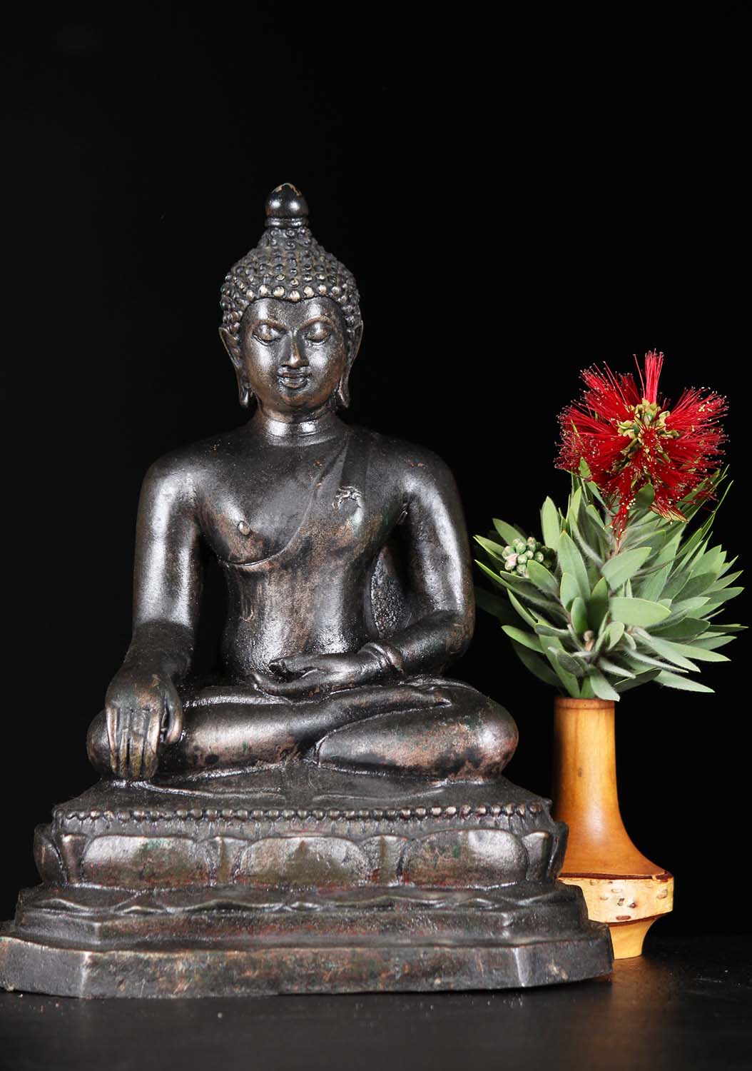 Brass Cheansan Style Buddha Statue 9"