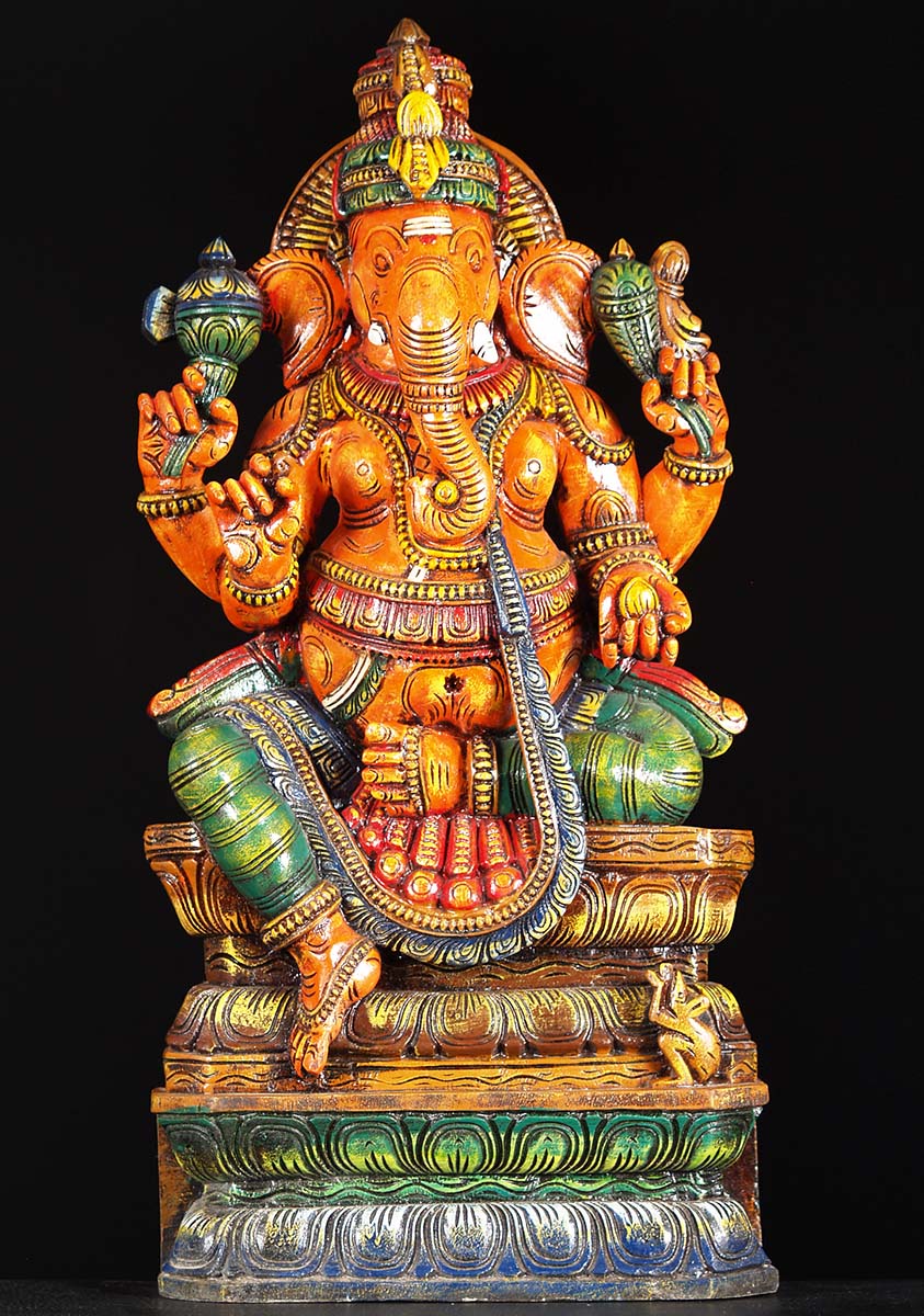 Wood Colored Ganesh Statue 30"