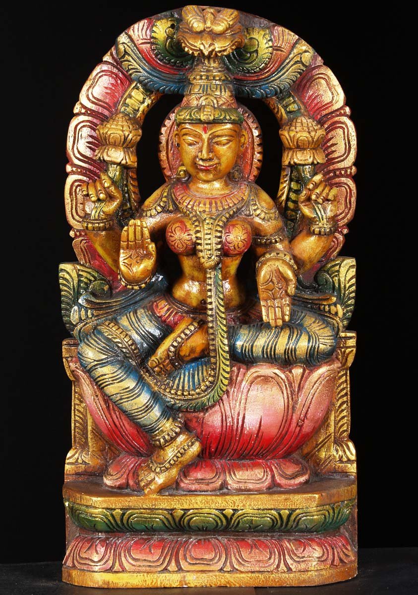 Colored Seated Lakshmi Statue 18"