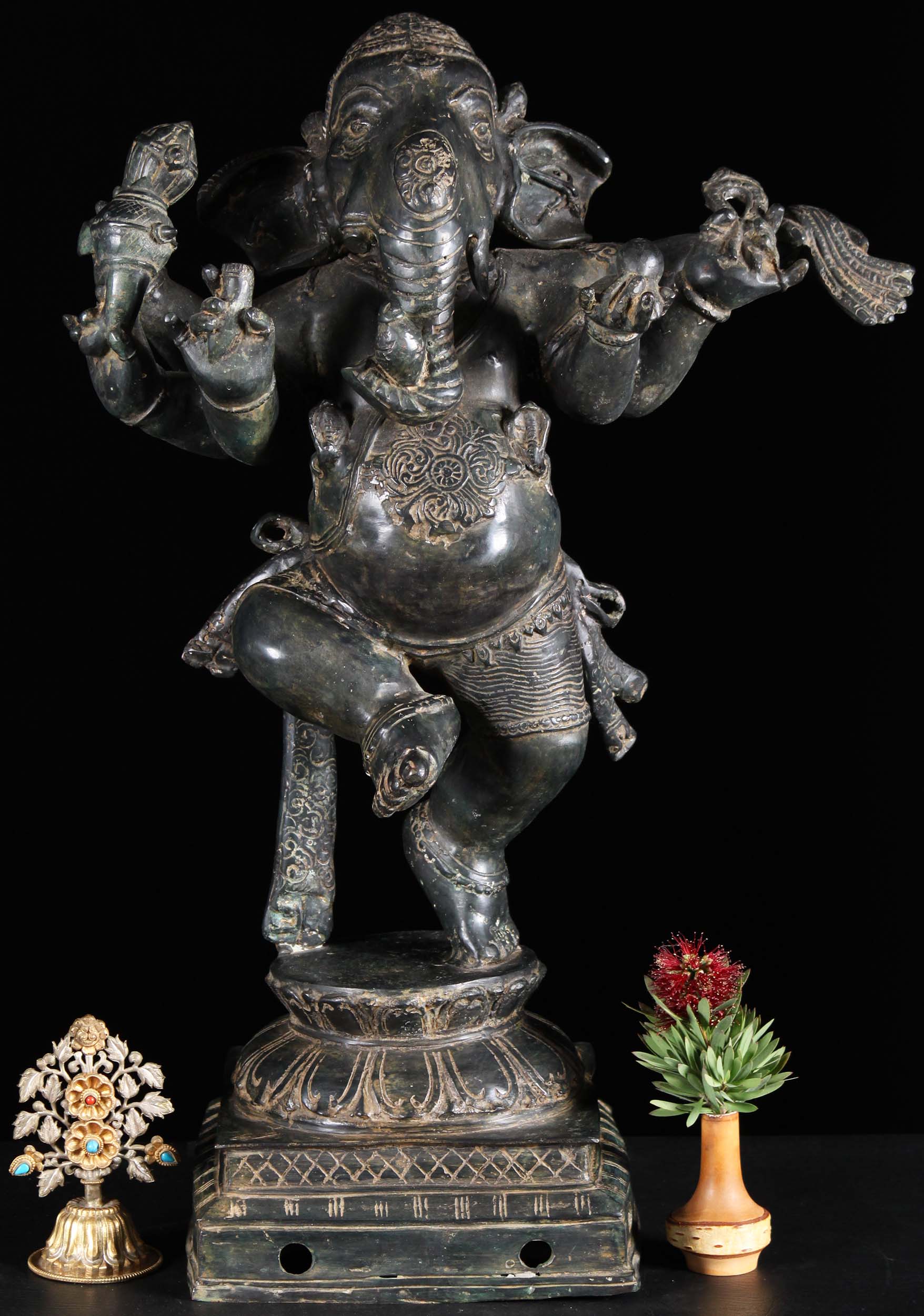 SOLD Bali Brass Dancing Ganesh Statue 24