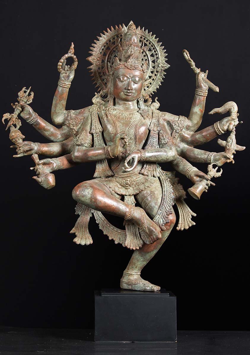 Sold Brass Dancing Shiva Statue With 10 Arms 38 81bb13 Hindu Gods Buddha Statues