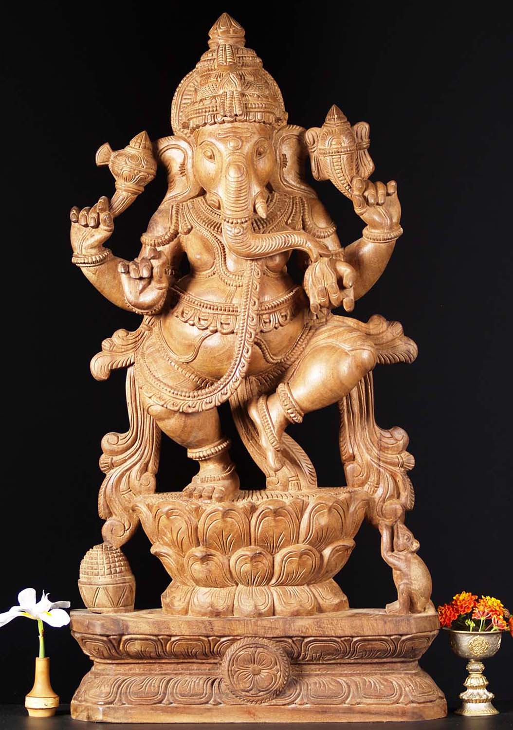 Wooden Dancing Ganapathi carving 36"