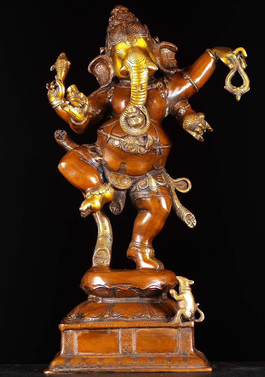 Dancing Ganesha With Rat Statue 24