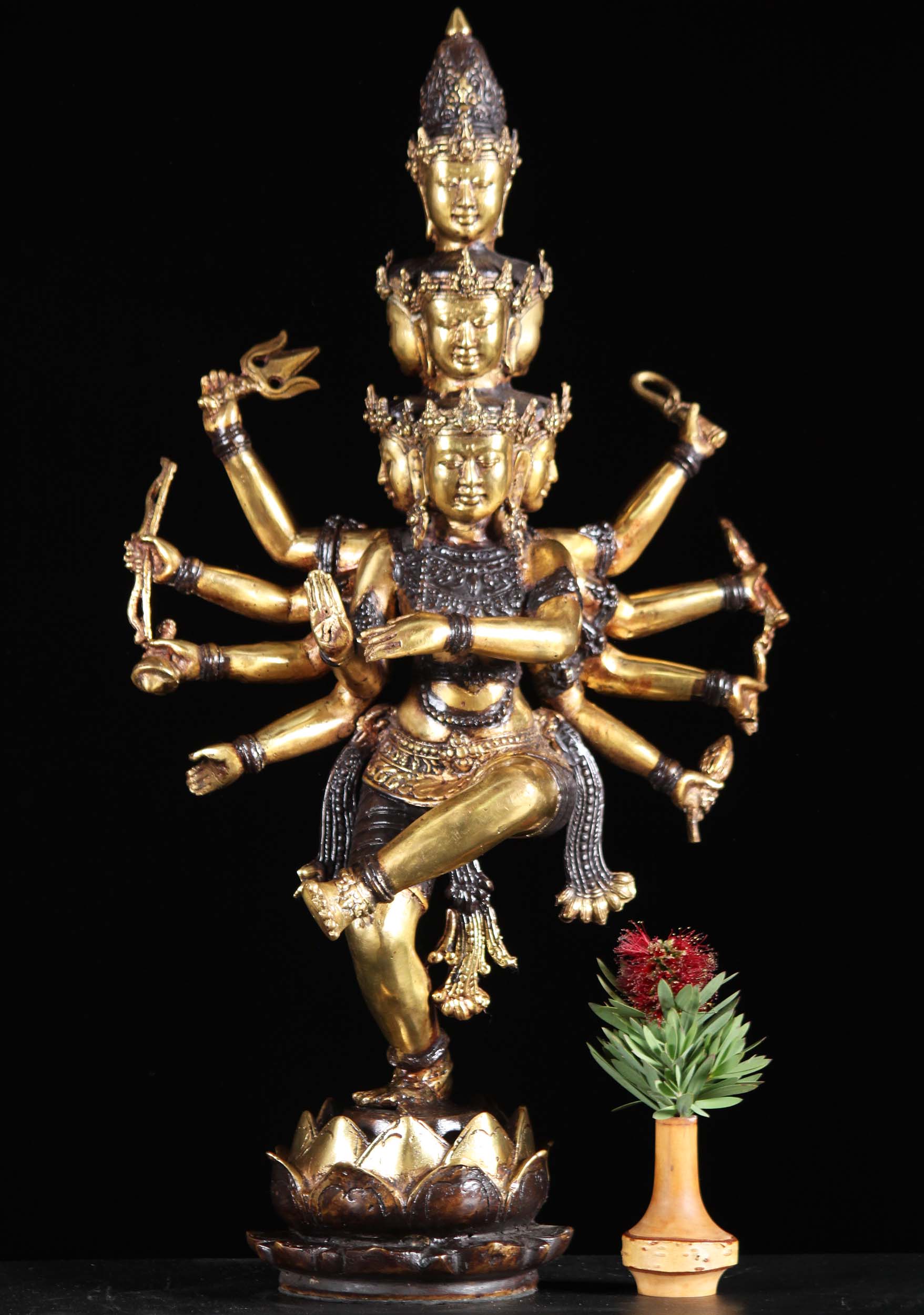 Golden Brass Dancing Hevajra Statue 22"