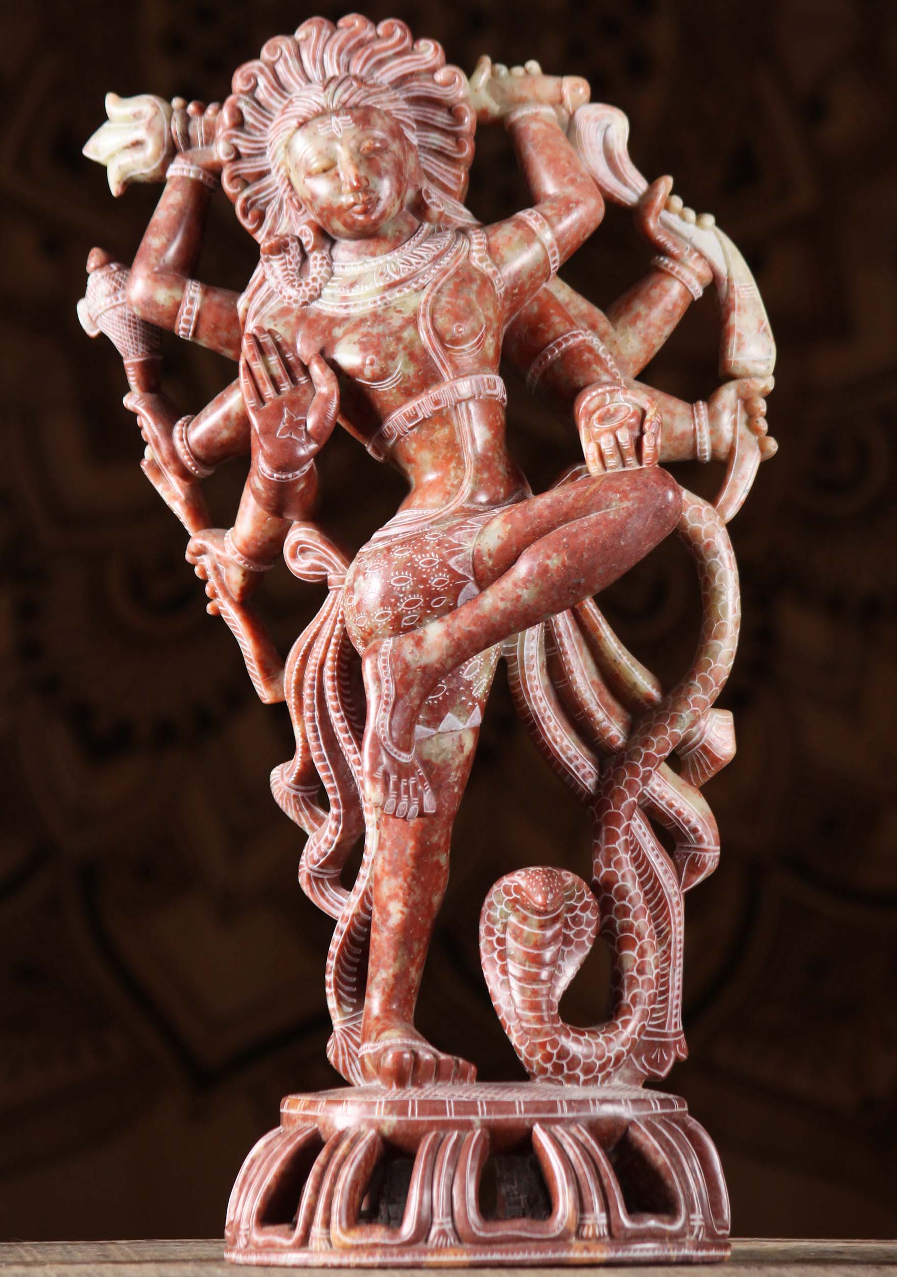 Marble Dancing Shiva Statue with 8 Arms 16"