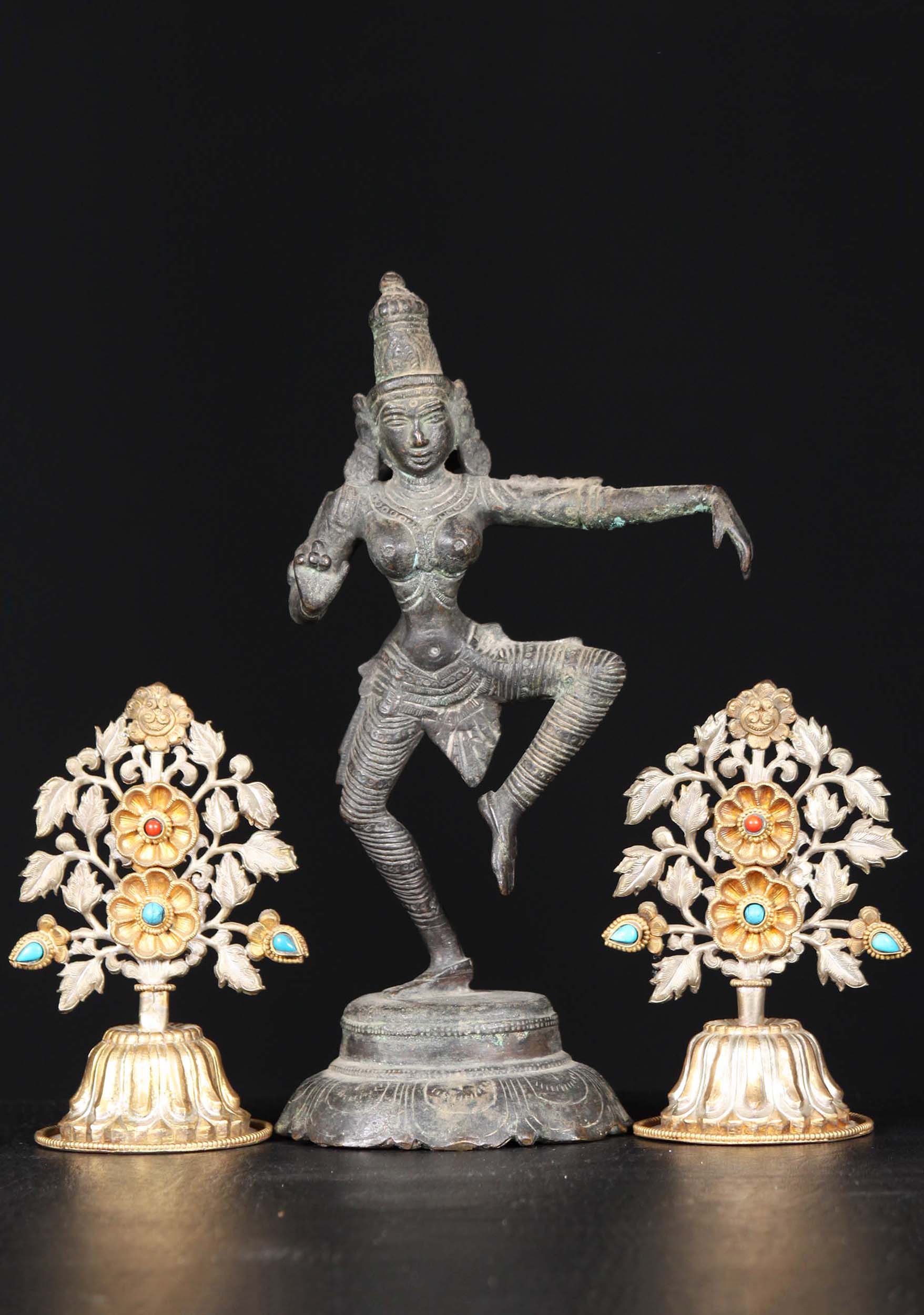 Brass Dancing Parvati Statue 10"