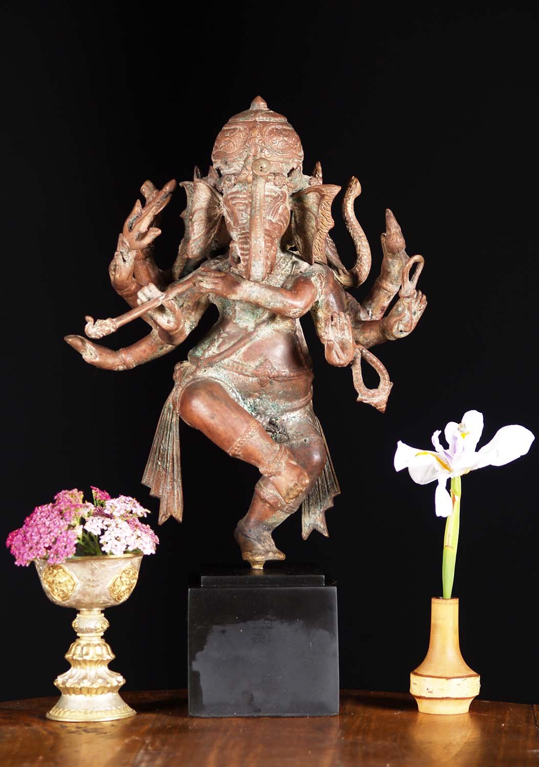 Brass Dancing Trimuhkthi Ganesha Statue 16"