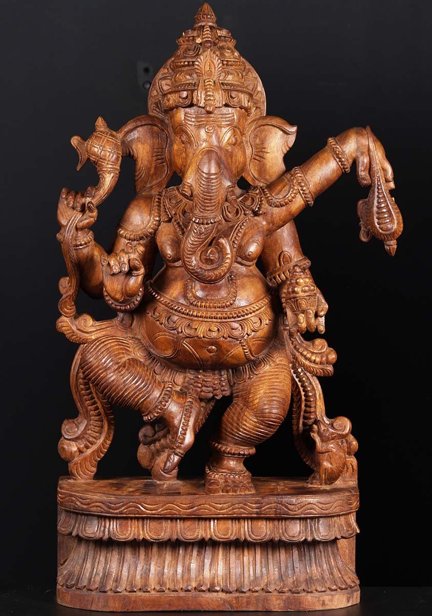 Wooden Dancing Ganesh 36"