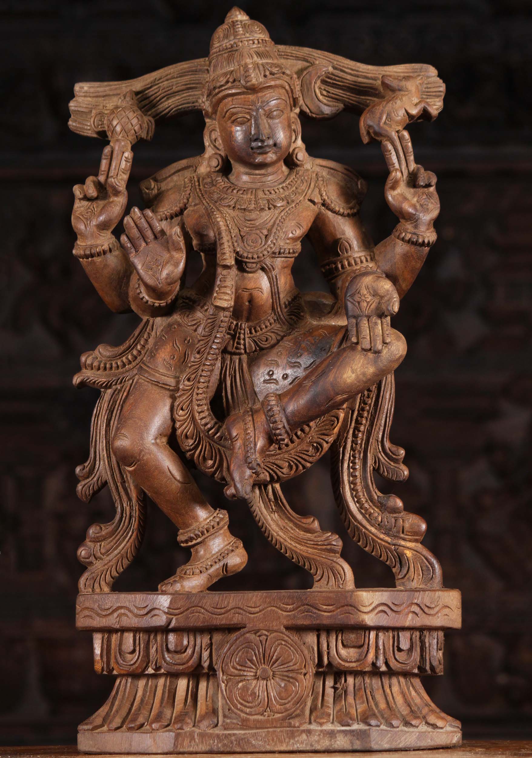 Wooden Ecstatic Dancing Shiva Statue 24"