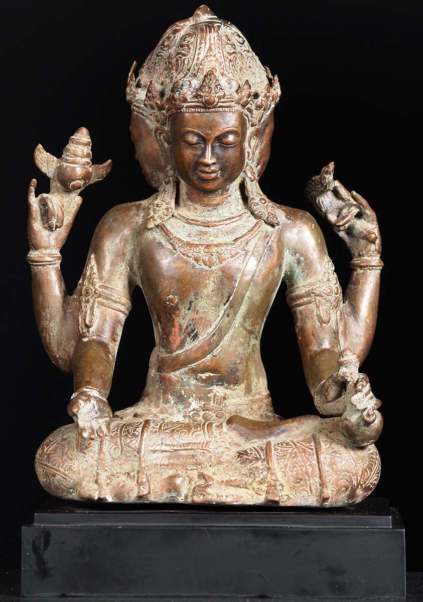 Brass Seated Dattatreya Statue 16"