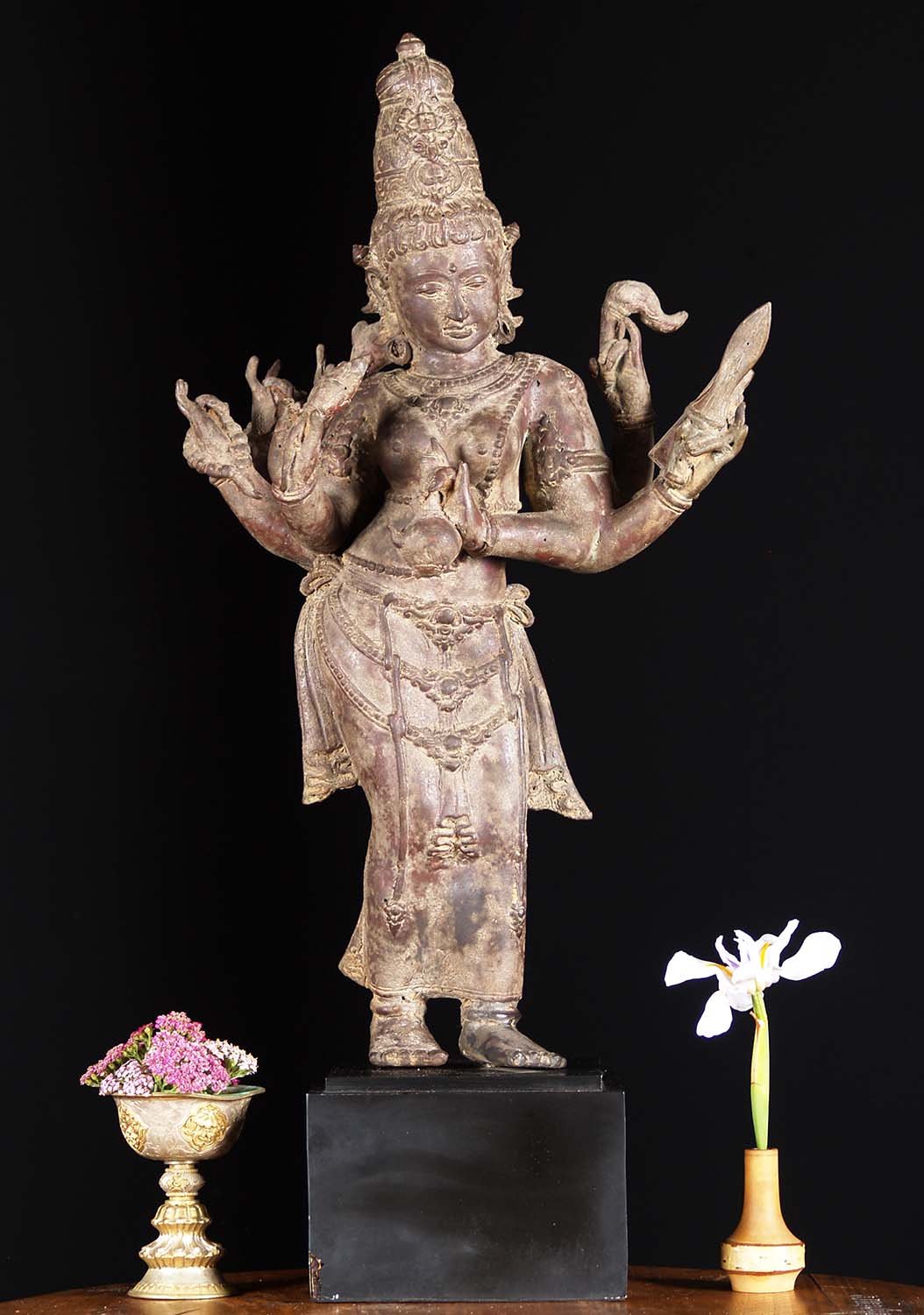 Brass Devi Statue with 6 Arms 27"