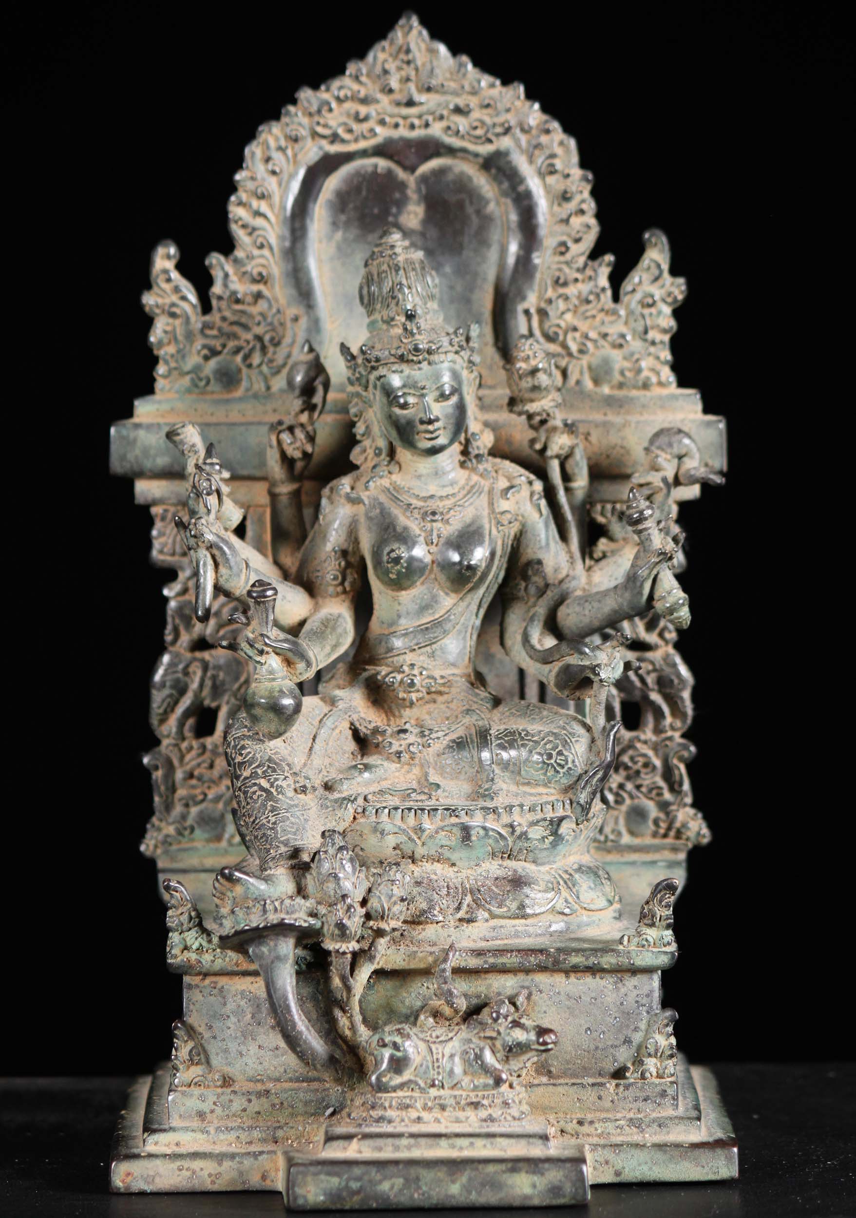 Brass Intricately Detailed Seated Parvati Statue 10"