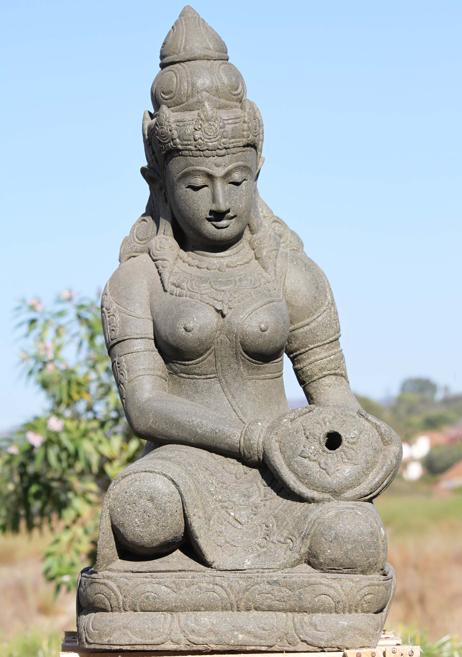 Stone Devi Tara Fountain Sculpture 40"