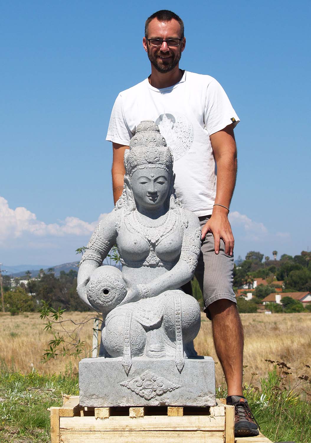 SOLD Stone Devi Tara Fountain Statue 46