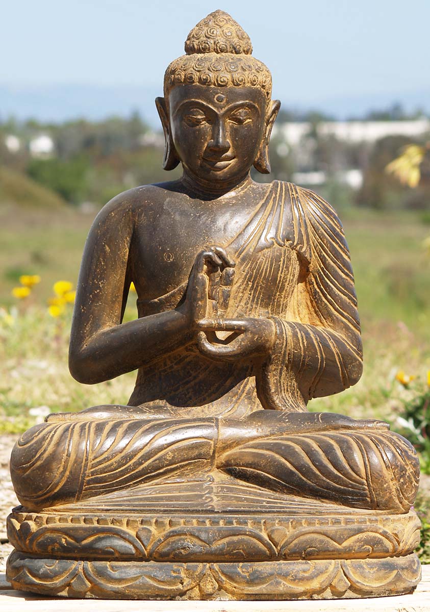 SOLD Dharma Chakra Buddha Sculpture 28