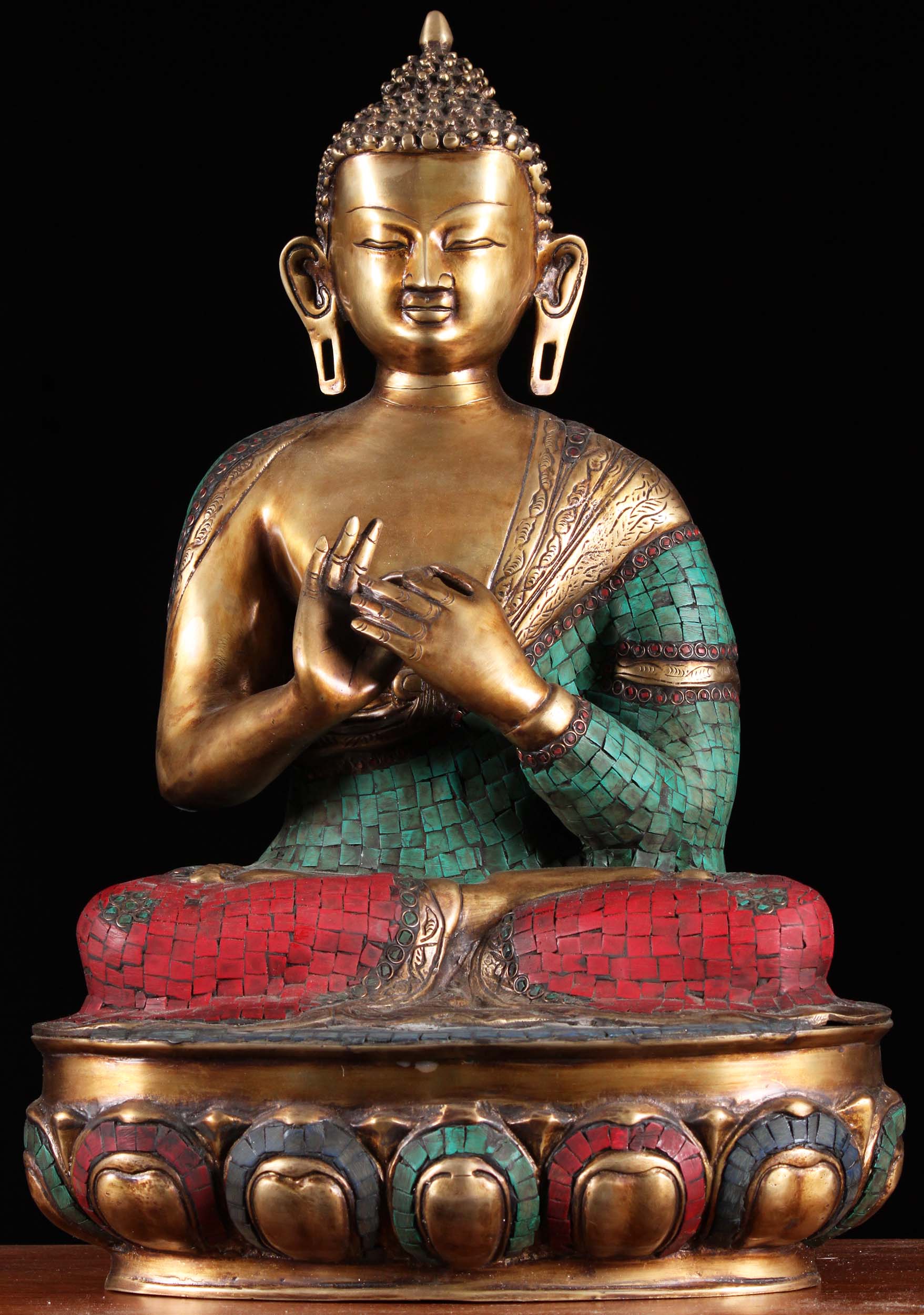 Brass Dharmachakra Mudra Buddha Statue 22