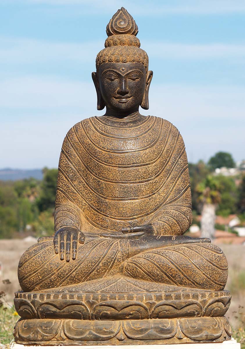 Stone Earth Touching Garden Buddha 42"