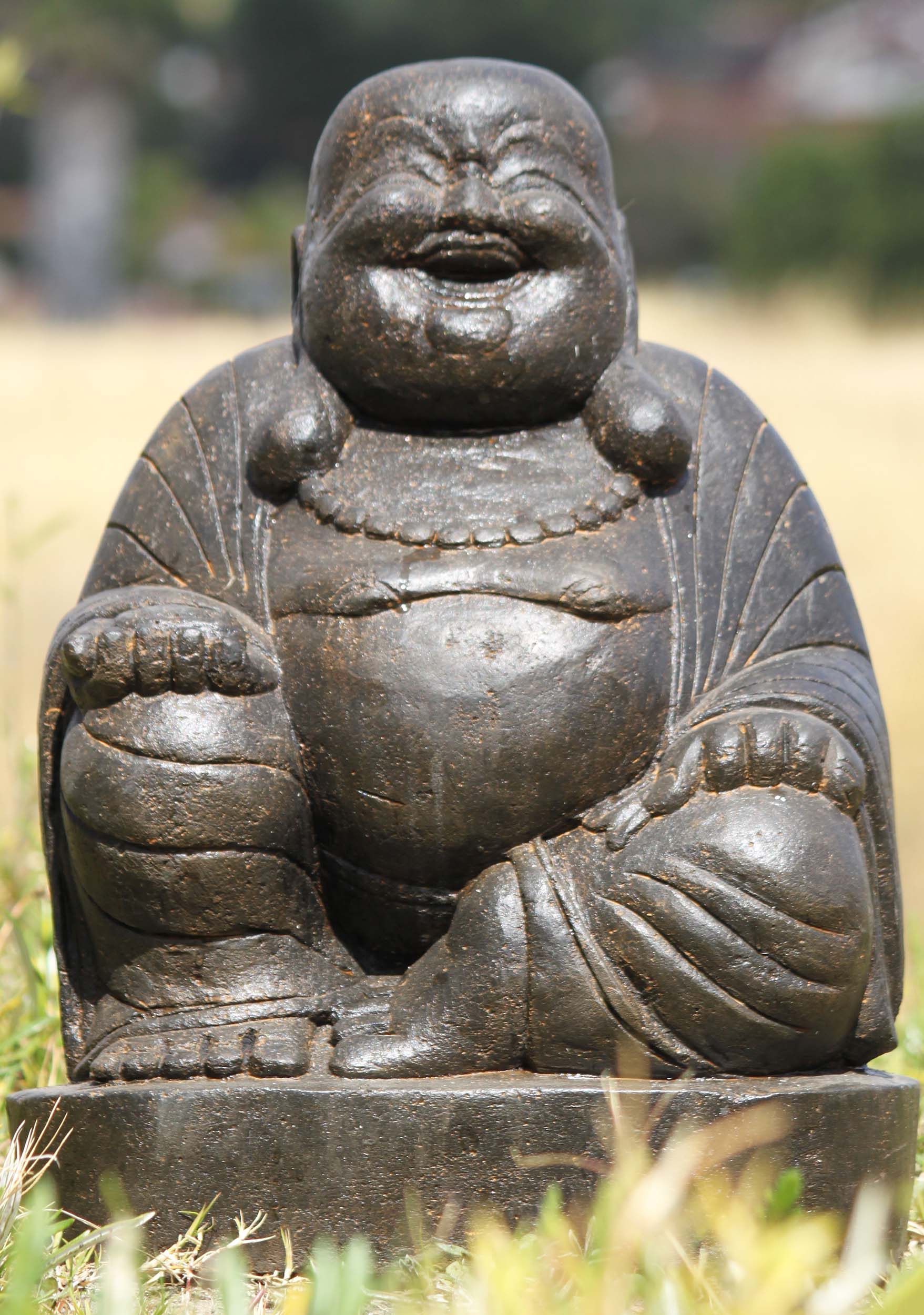 Sold Stone Fat And Happy Buddha Sculpture 19 100ls348a