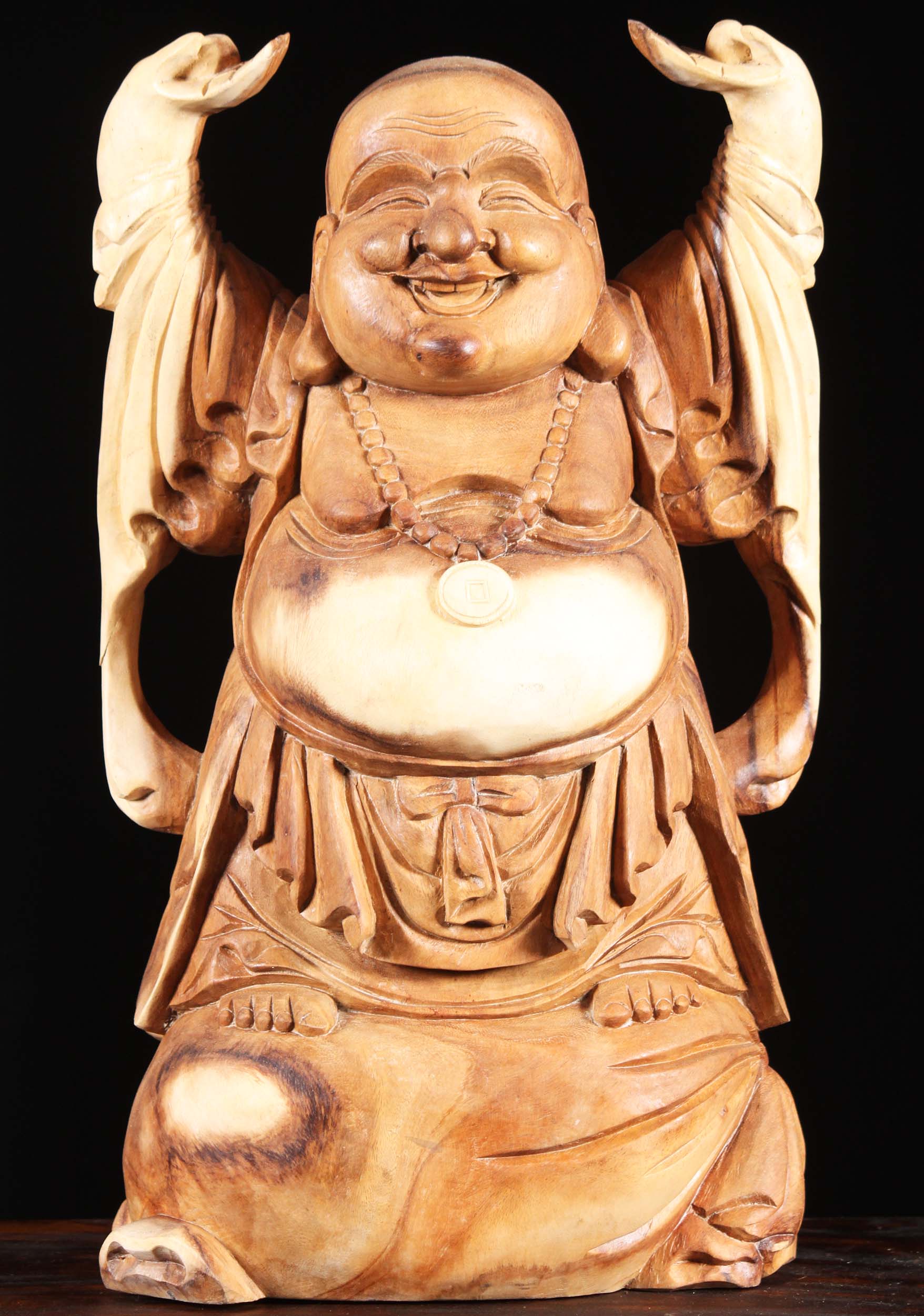 Wood Standing Fat Happy Buddha Statue 24 4bw1fz Hindu Gods   1 Fat And Happy Buddha Standing Wood 