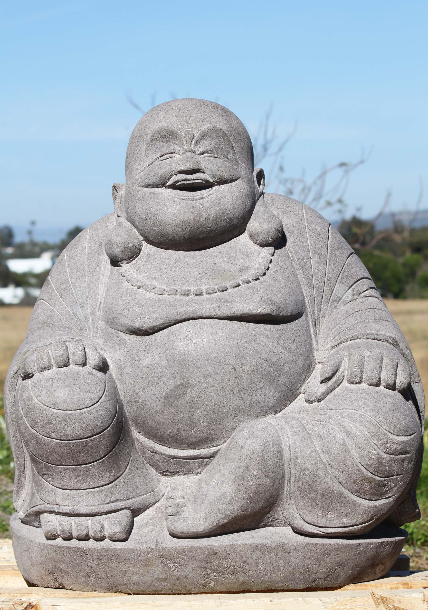 Stone Fat & Happy Garden Buddha Statue 26"