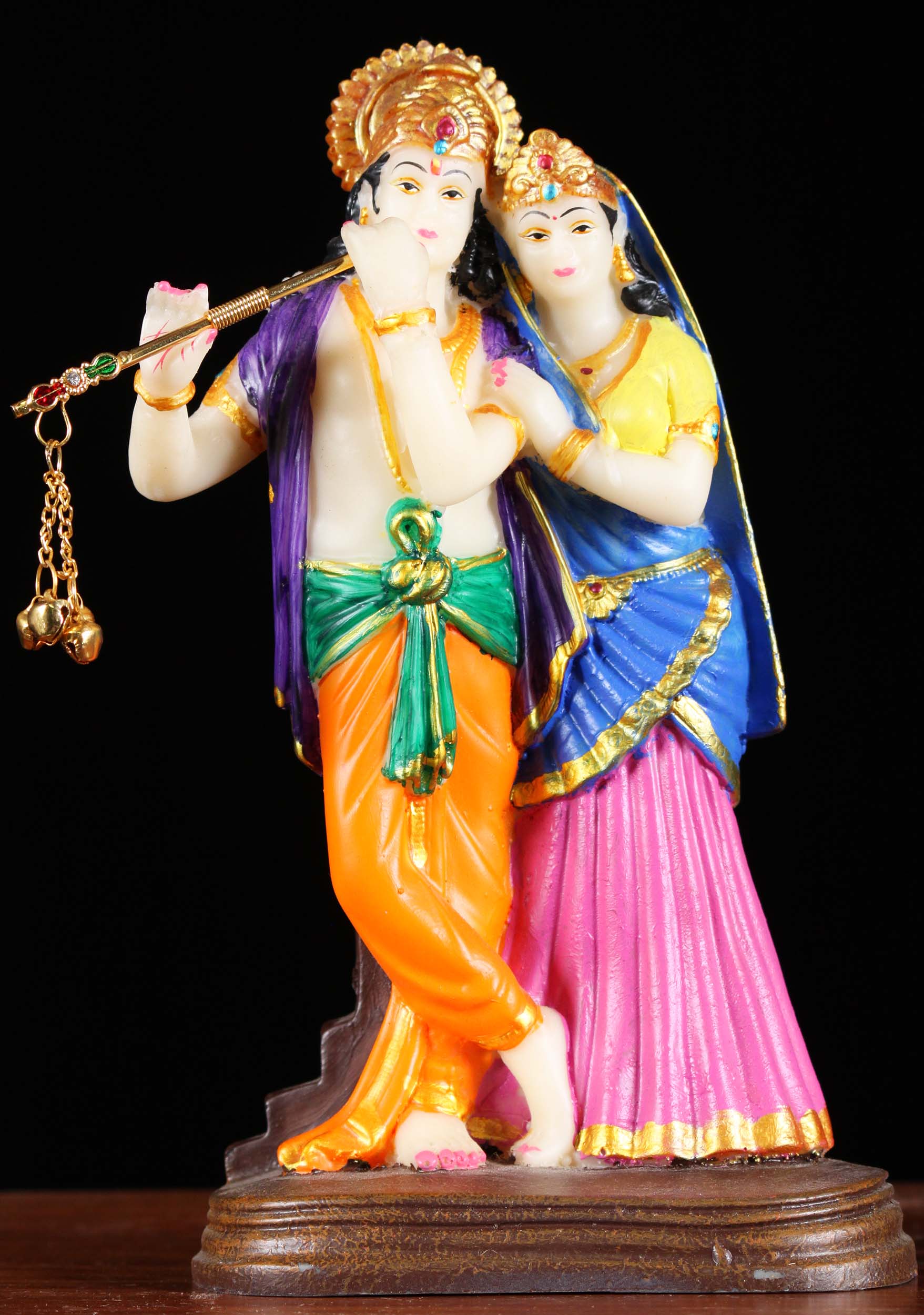 Fiber Gopal Krishna Standing with Radha Statue 8"