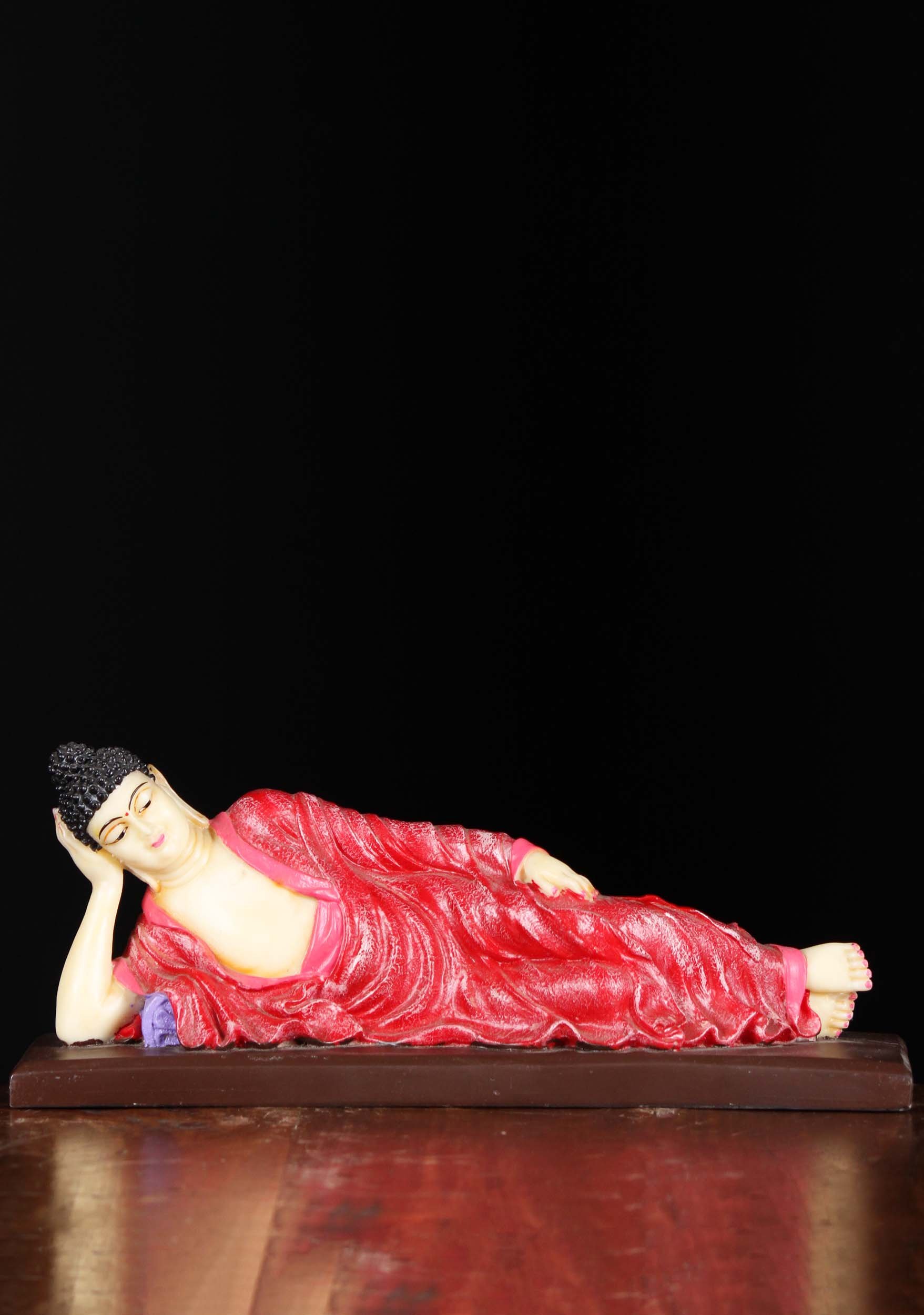 Fiber Reclining Buddha Statue 13"