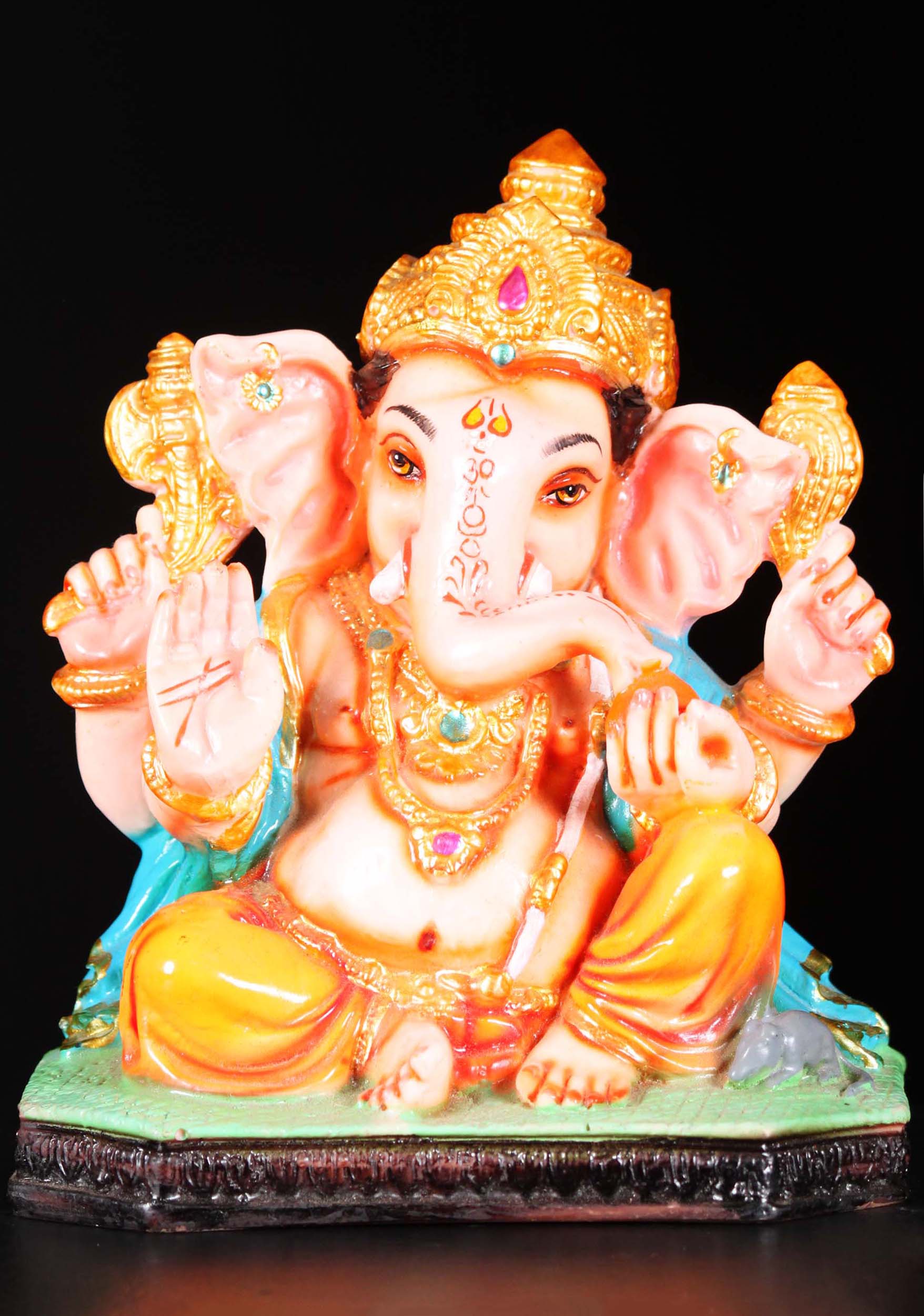 Fiber Small Abhaya Mudra Ganesha Statue 8"