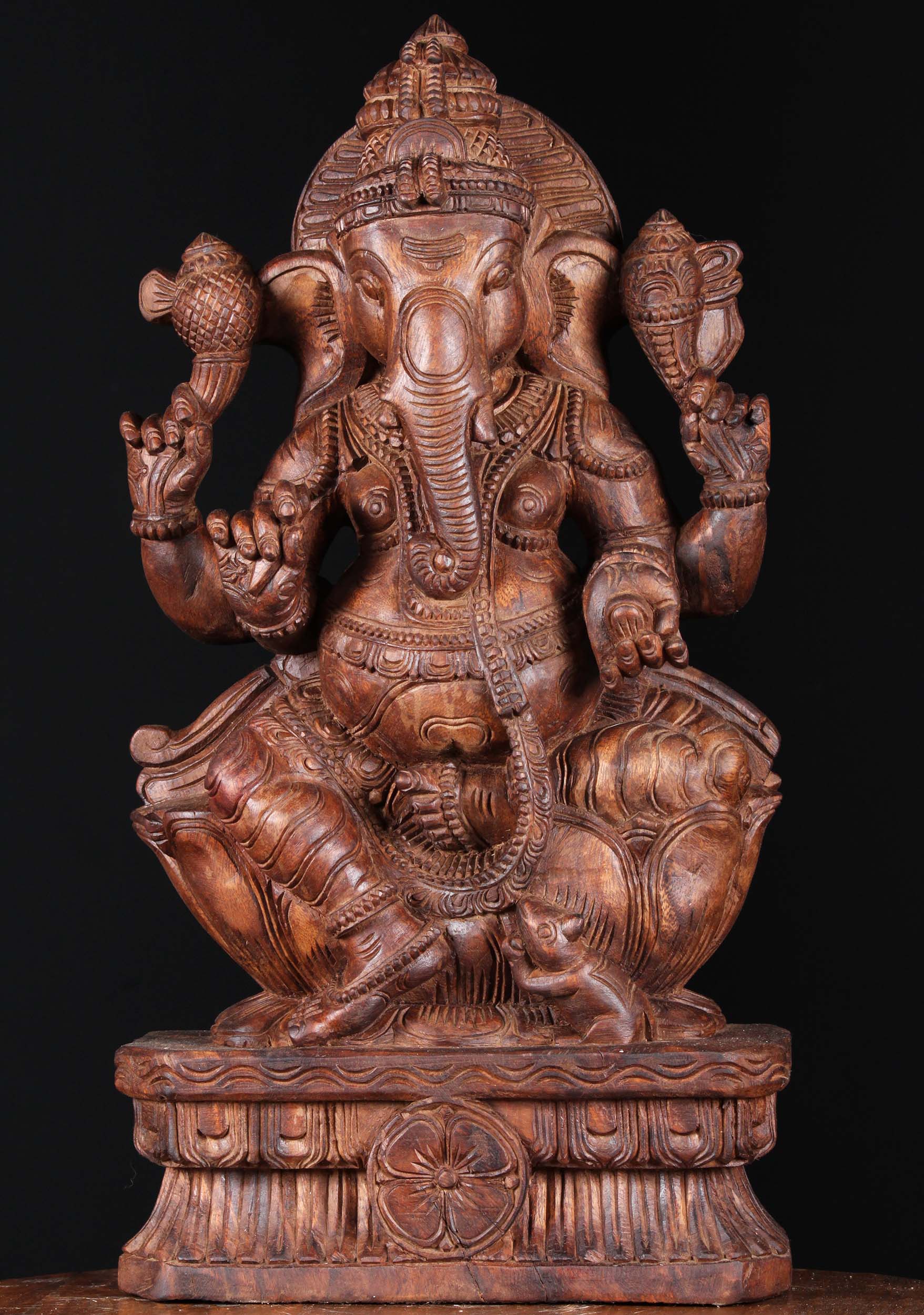 SOLD Ganapathi Wooden Carving 24