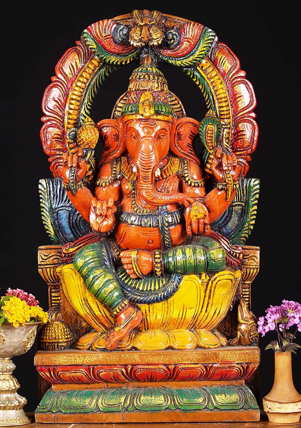 SOLD Wooden Ganesh Statue with Mahakala Arch 18