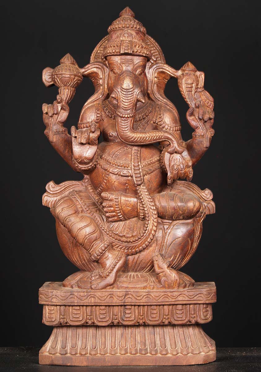 Ganesh Seated On Double Lotus Base 24"