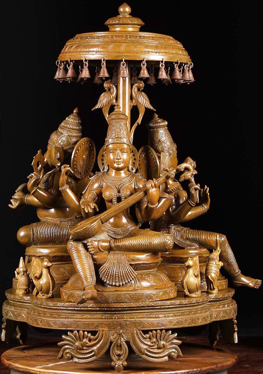 Ganesh Saraswati Lakshmi & Palanquin 36"