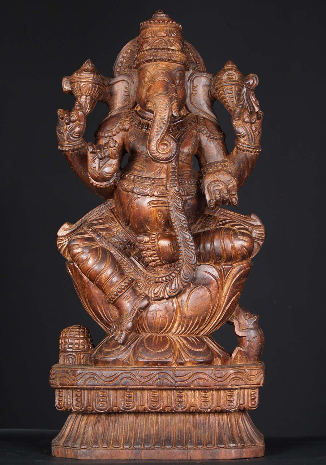 Wooden Seated Ganesha Carving 24"