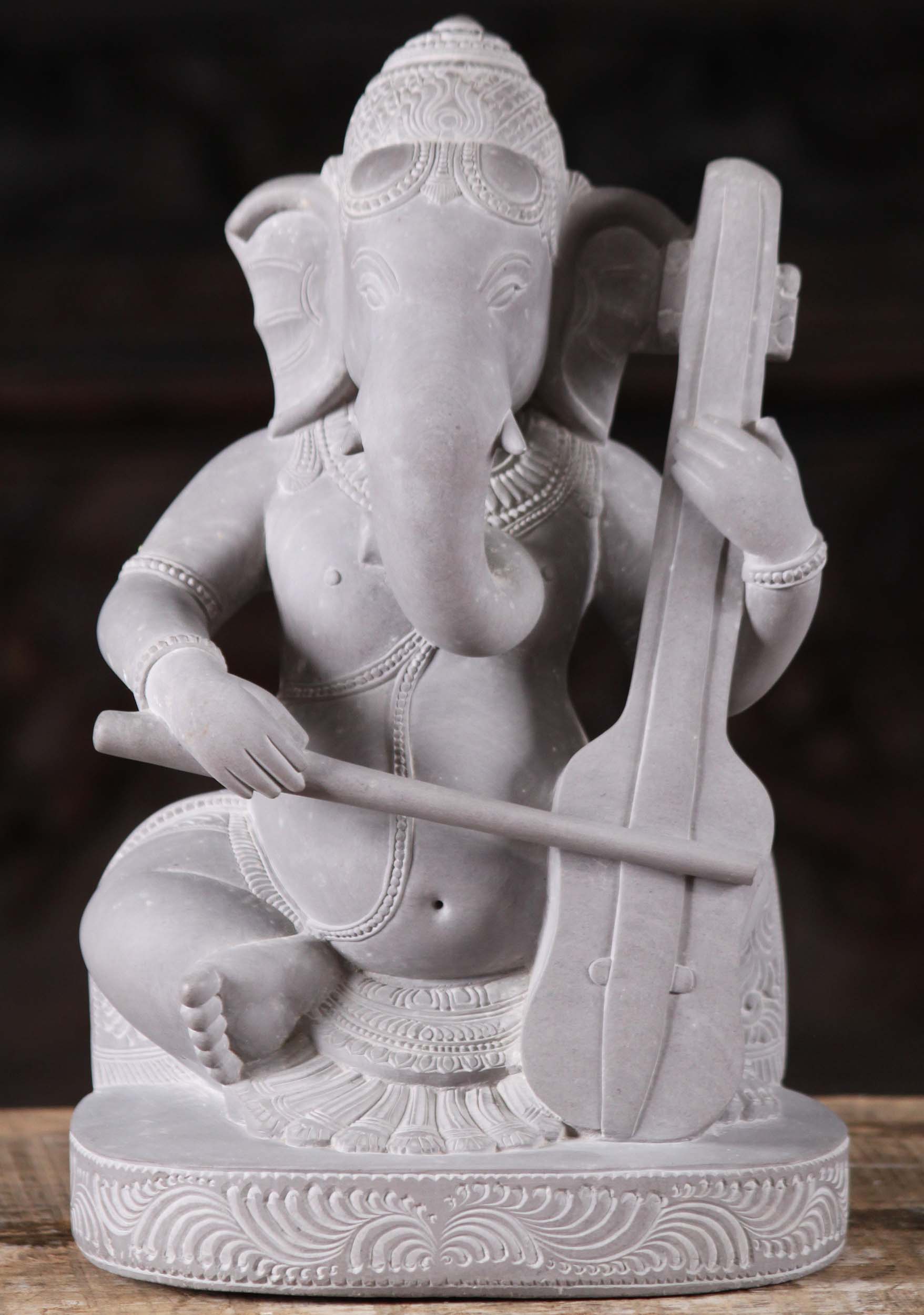 Marble Musical Ganesha Playing The Cello 12"