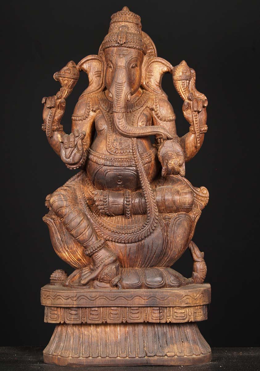 Ganesha Sculpture Wooden 24"