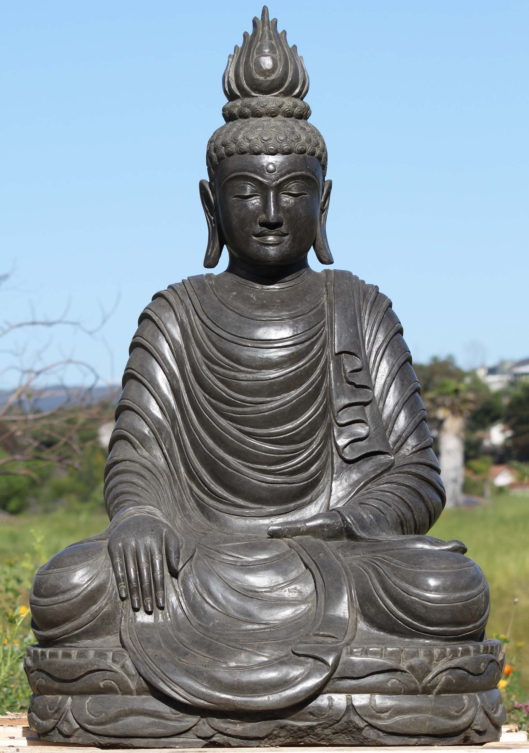 SOLD Stone Buddha Statue in Bhumisparsha Mudra 39