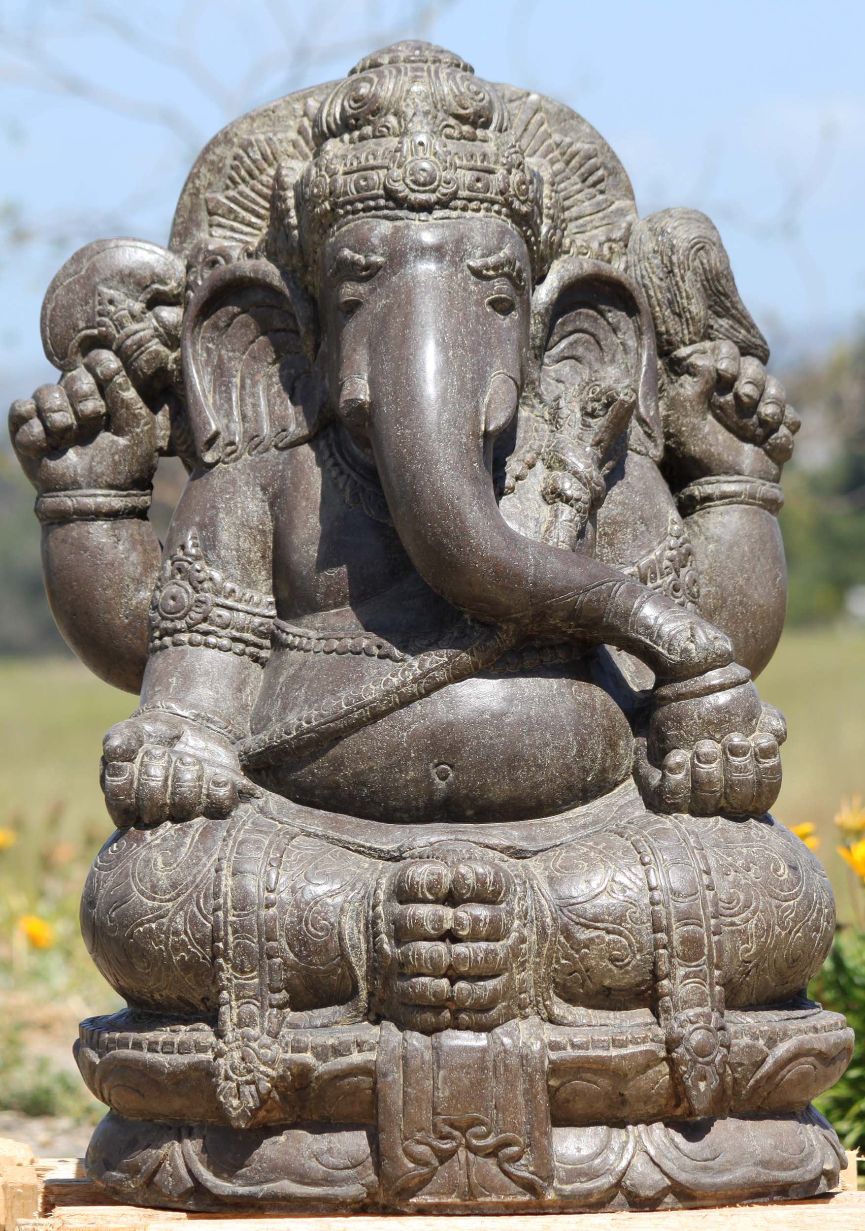 Stone Garden Ganesh Holding His Broken Tusk 27"