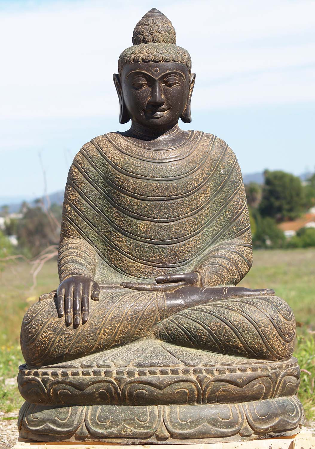 Lava Stone Earth Touching Buddha 38"